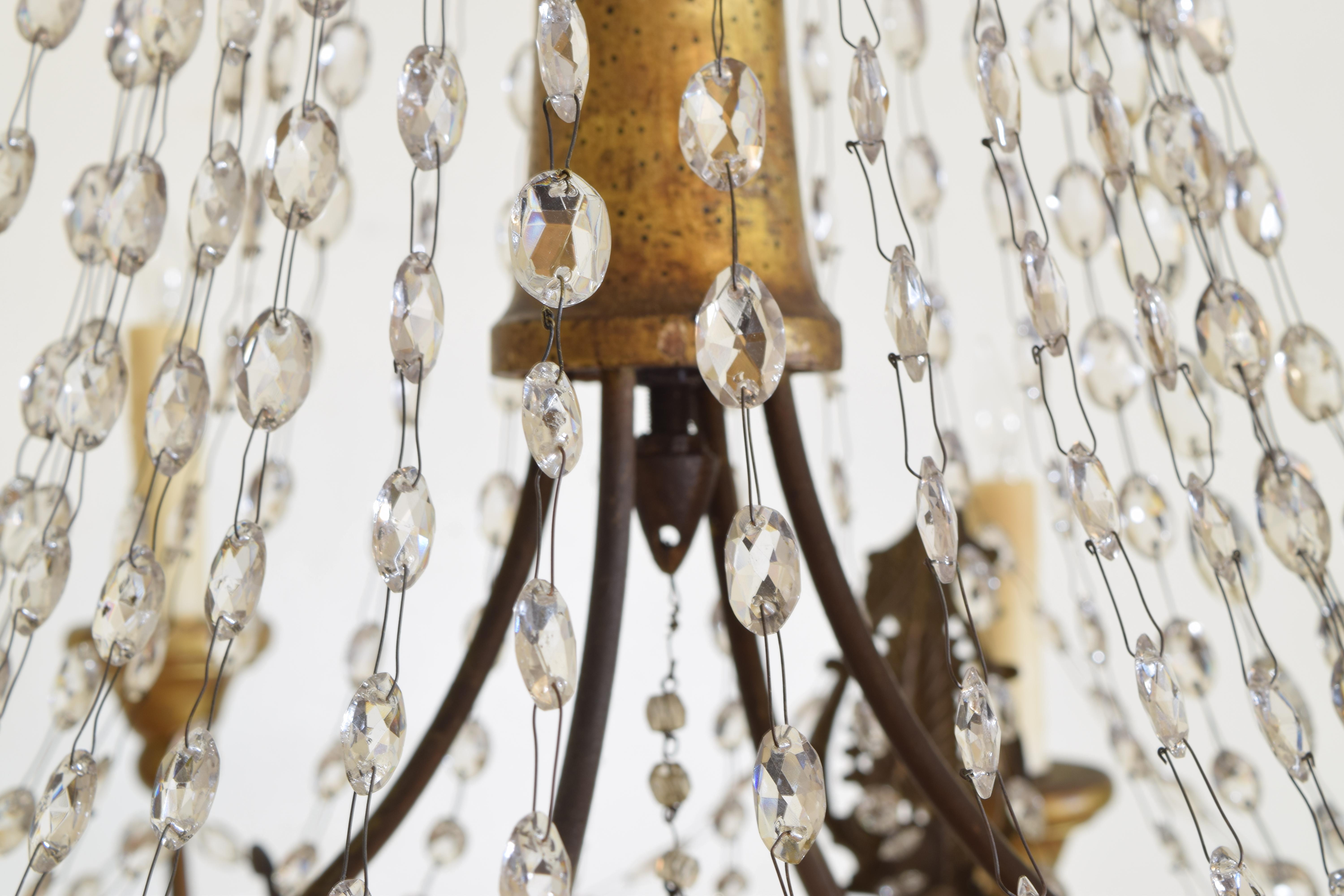 Italian Early Neoclassic Gilt Iron, Brass, & Glass 8-Light Chandelier ca 1780-17 2