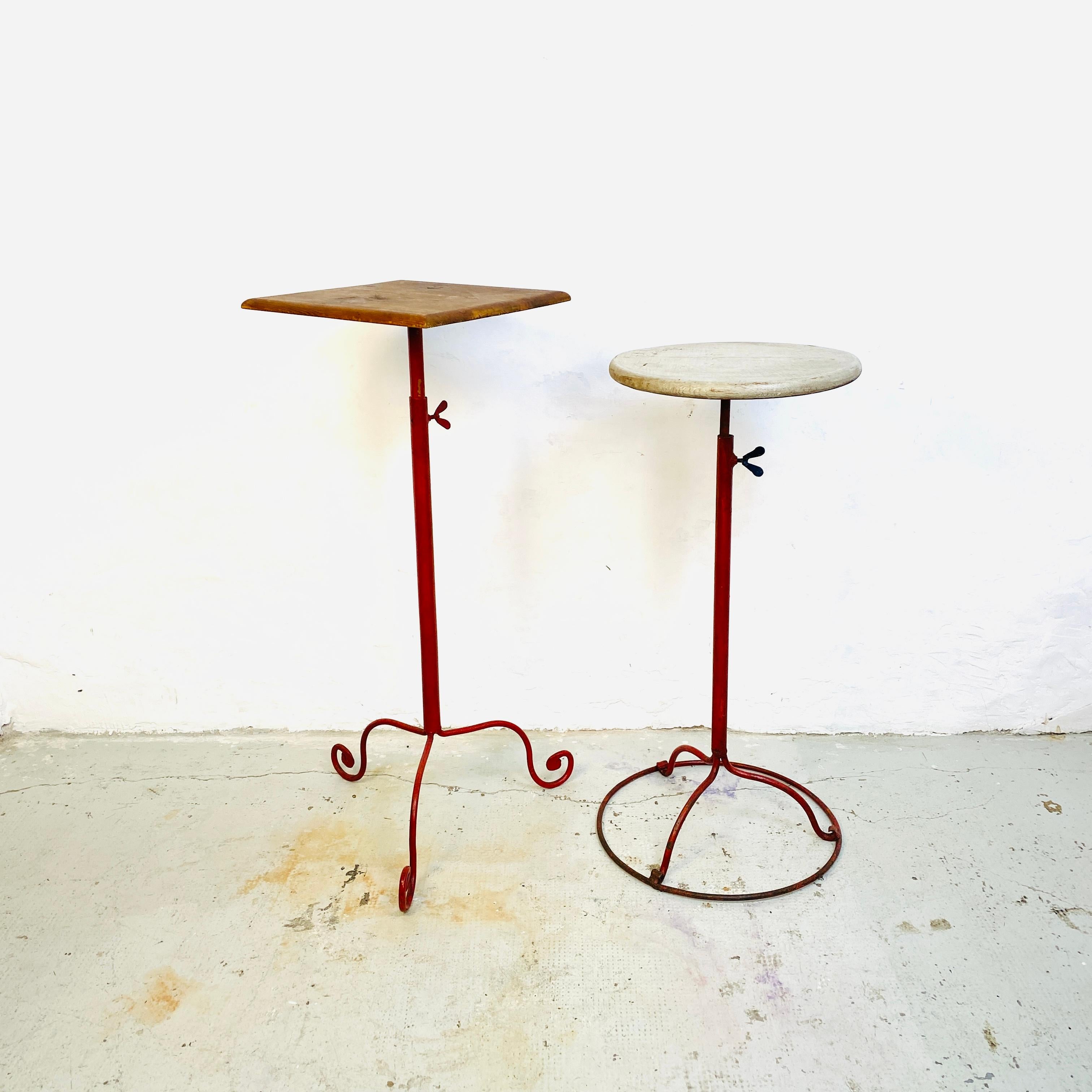 Italian Early Twentieth Century Iron and Wood Pedestals, 1900s In Good Condition In MIlano, IT