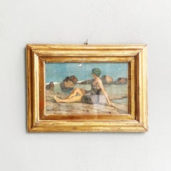 Italian early twentieth century Oil painting of bather by the sea, 1900s