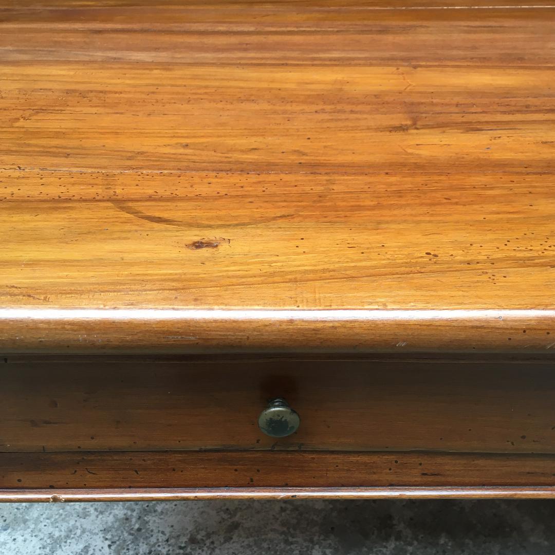 Brass Italian Early 20th Century Walnut and Rectangular Table with Drawers, 1900s