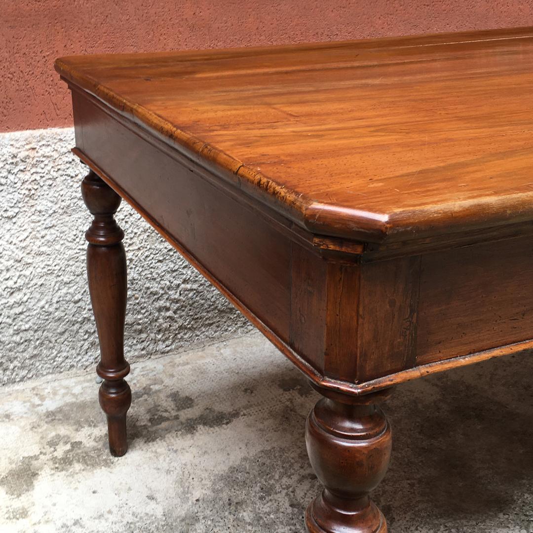 Italian Early 20th Century Walnut and Rectangular Table with Drawers, 1900s 1