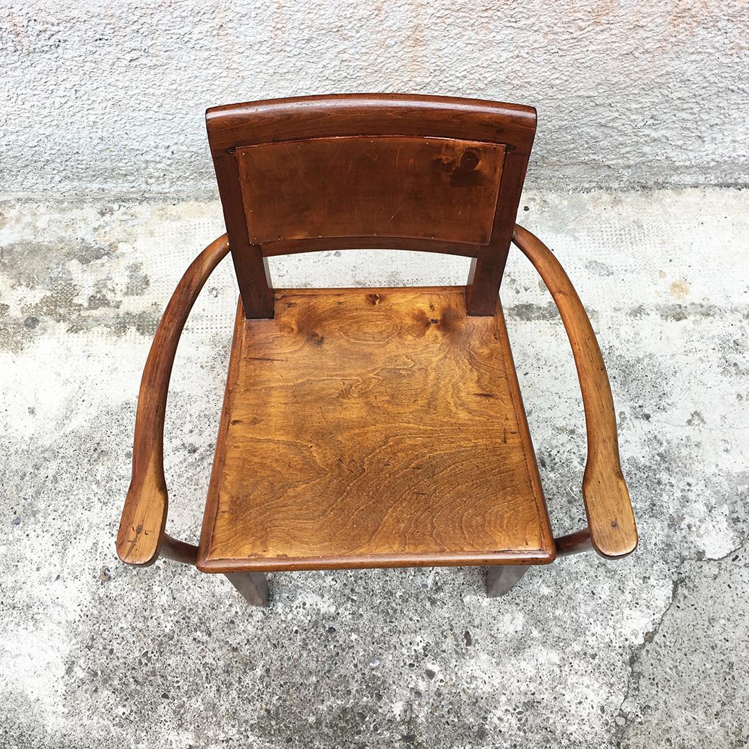 Italian Early 20th Century Walnut Chair with Armrests, 1900s 6
