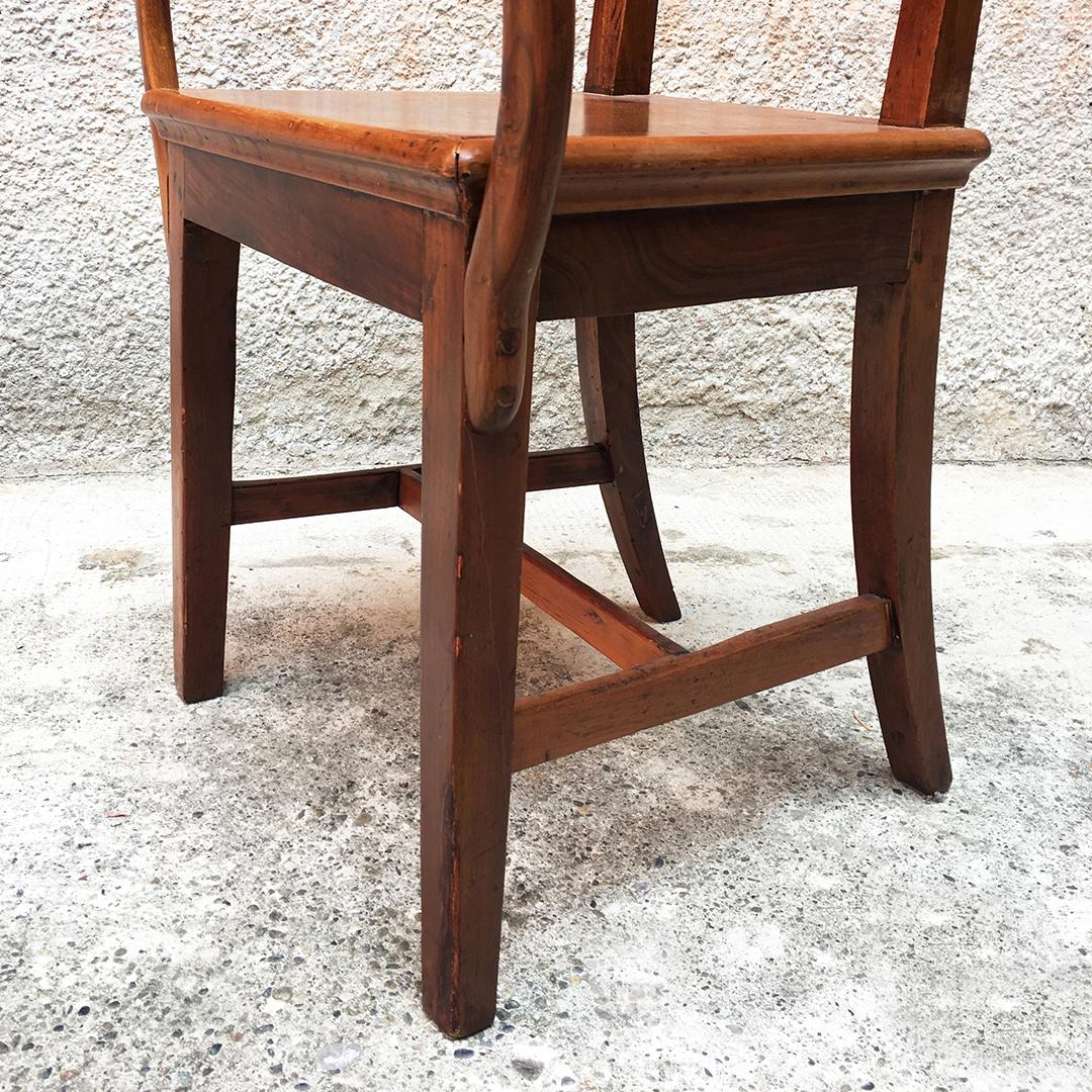 Italian Early 20th Century Walnut Chair with Armrests, 1900s 7