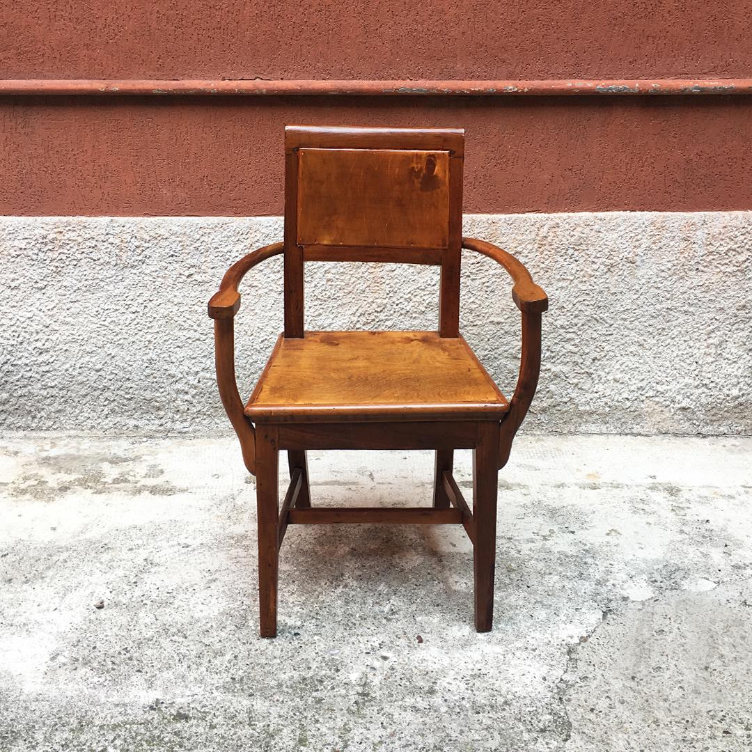 American Classical Italian Early 20th Century Walnut Chair with Armrests, 1900s