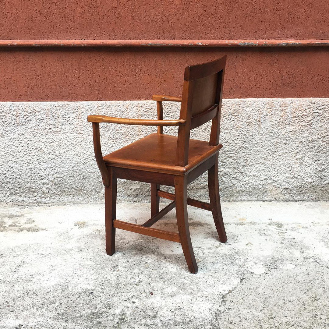 Italian Early 20th Century Walnut Chair with Armrests, 1900s 1