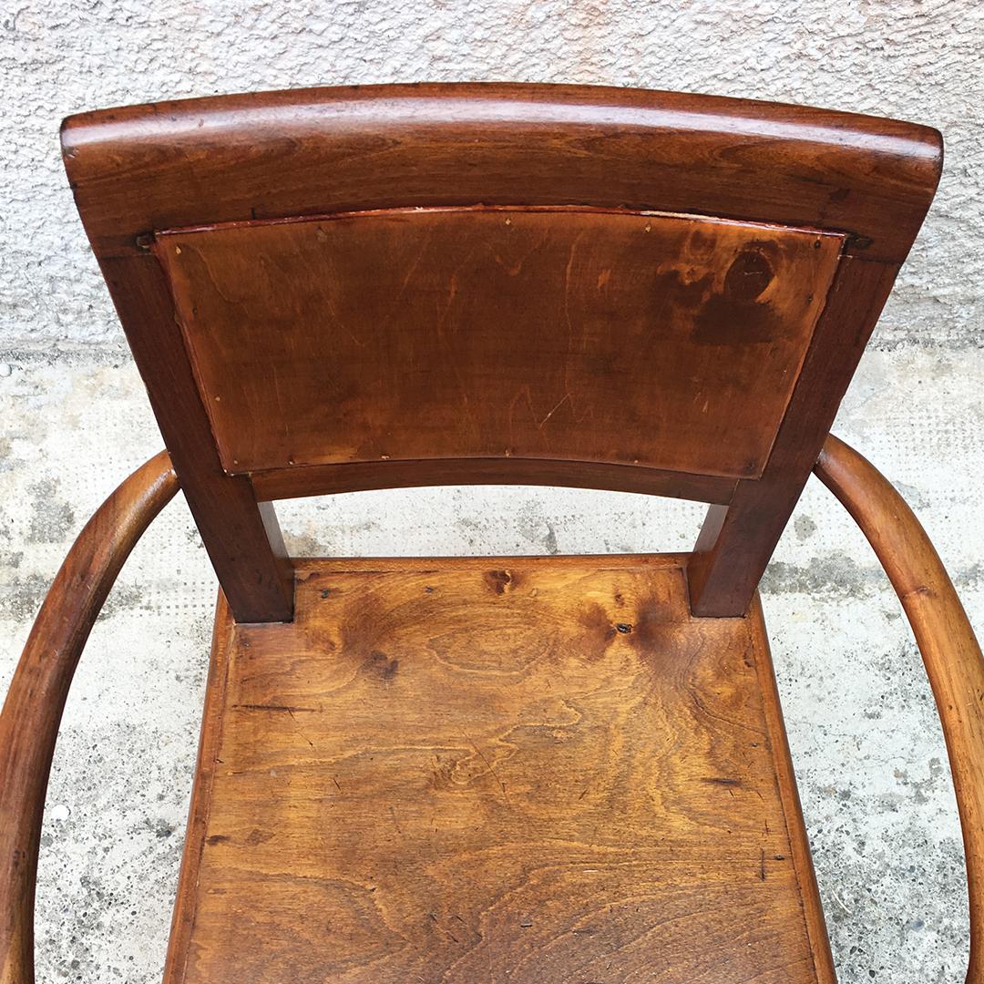 Italian Early 20th Century Walnut Chair with Armrests, 1900s 3