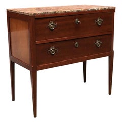 Italian Early 20th Century Wooden Chest of Drawers with Marble Top, 1900s