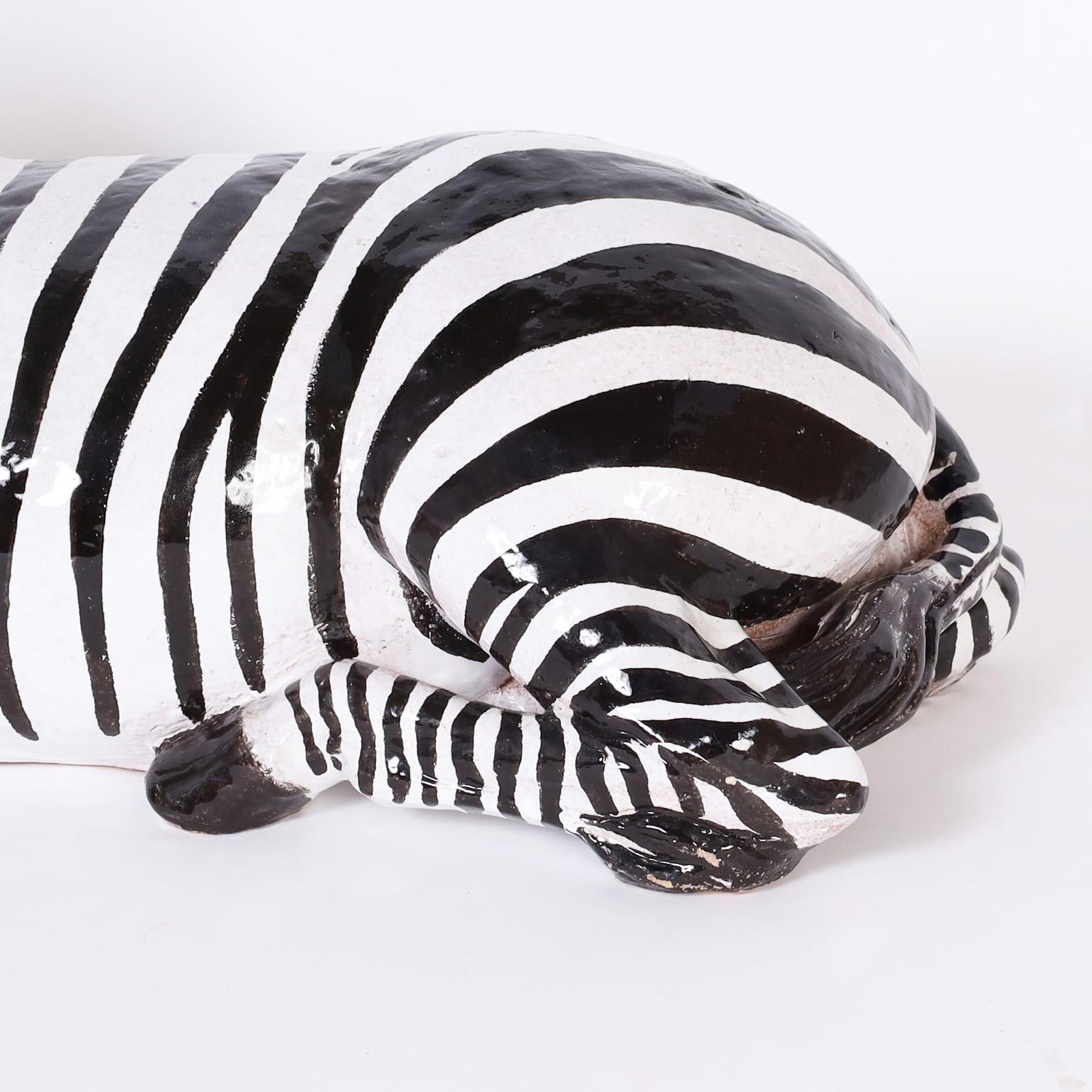Italian Earthenware Zebra Sculpture 1