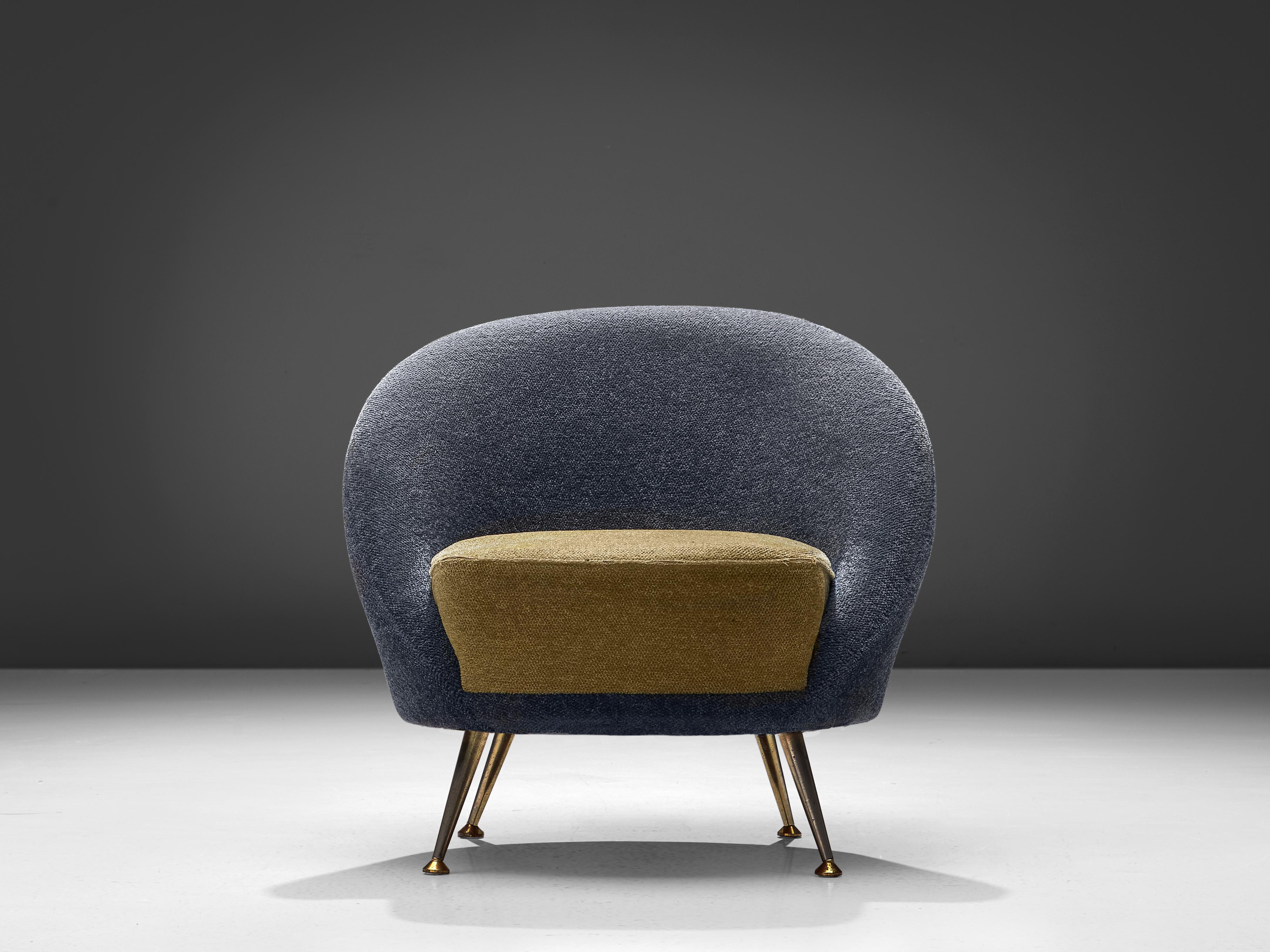 Mid-20th Century Federico Munari Lounge Chair in Delicate Two-Tone Upholstery 