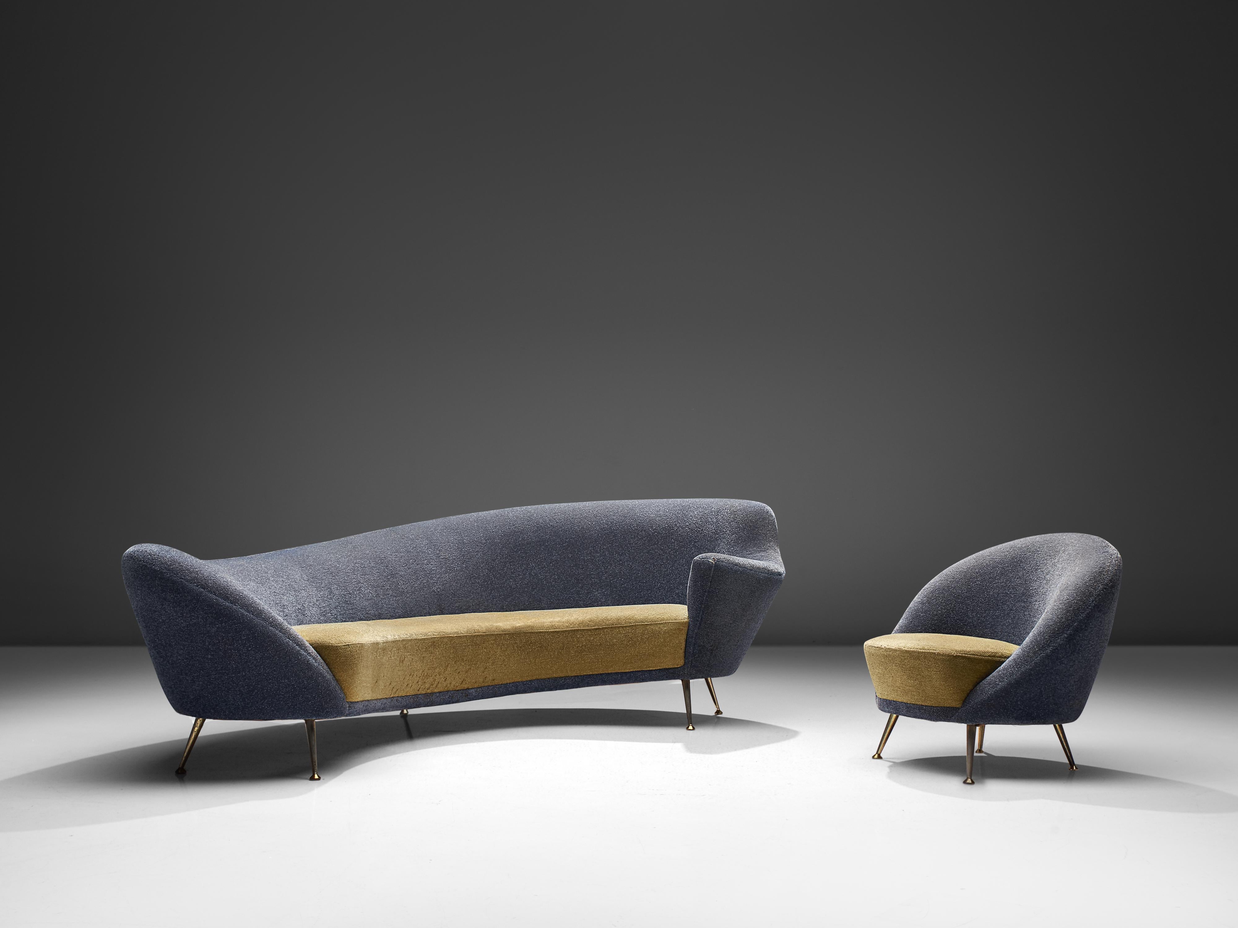 Federico Munari Lounge Chair in Delicate Two-Tone Upholstery  1