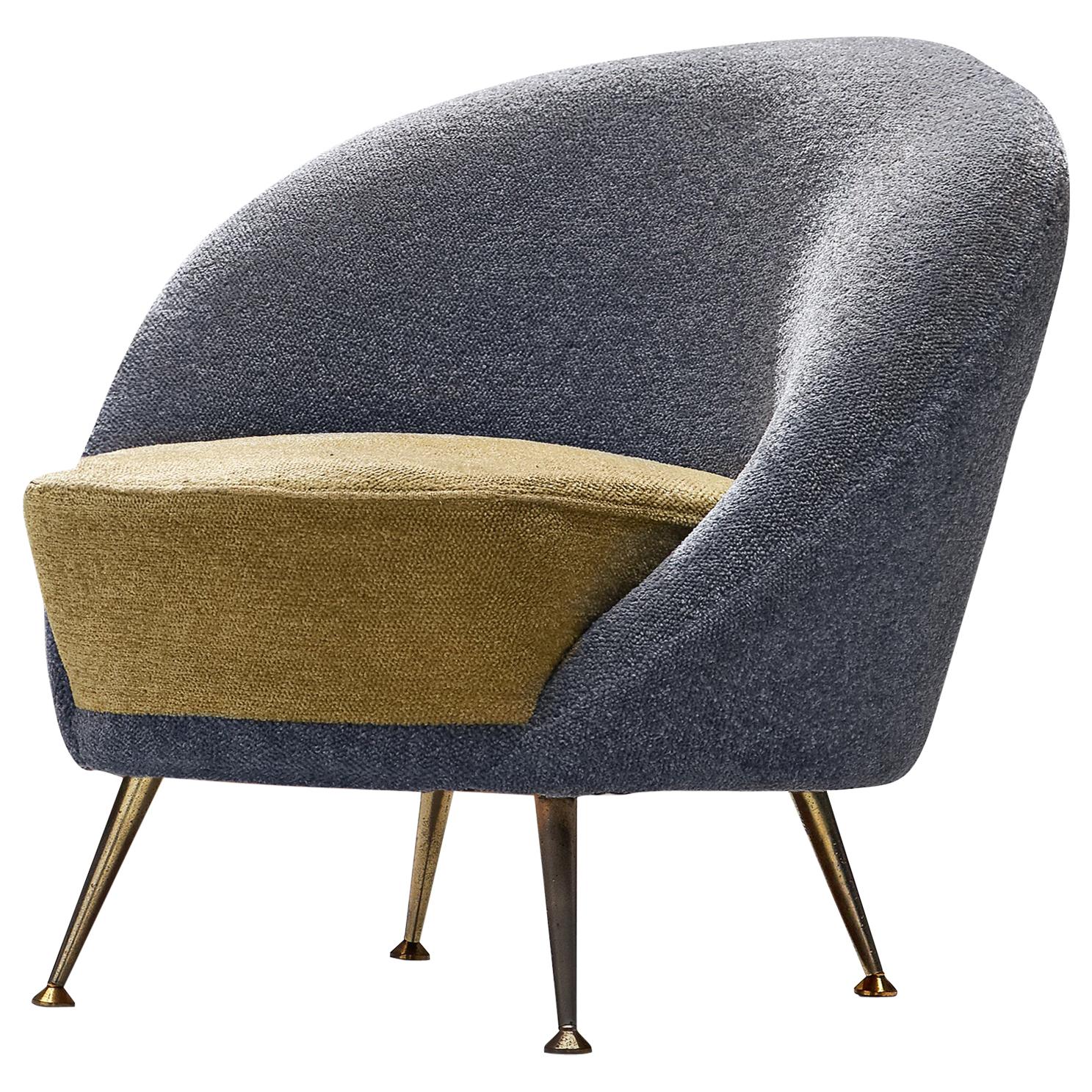 Italian Easy Chair in Two-Tone Upholstery