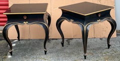 Italian Ebonized And Giltwood Side Tables W/ French Louis XV Styling -Pair