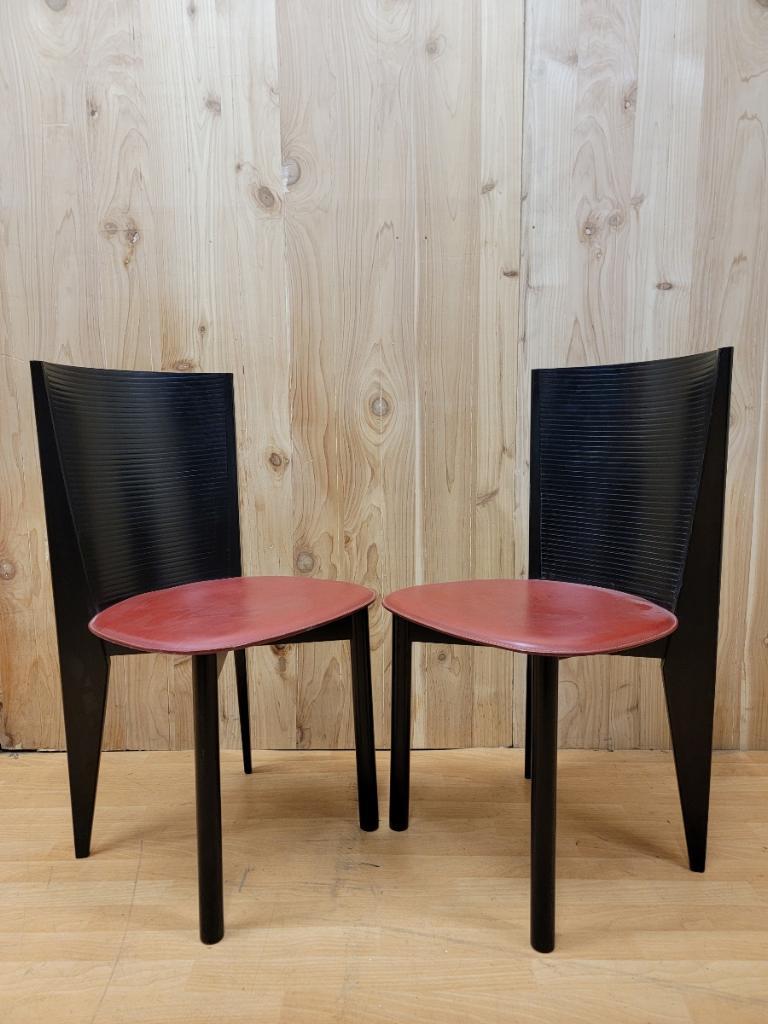 Post-Modern  Italian Ebonized Bentwood & Leather Dining Chairs by Calligaris, Set of 6 For Sale