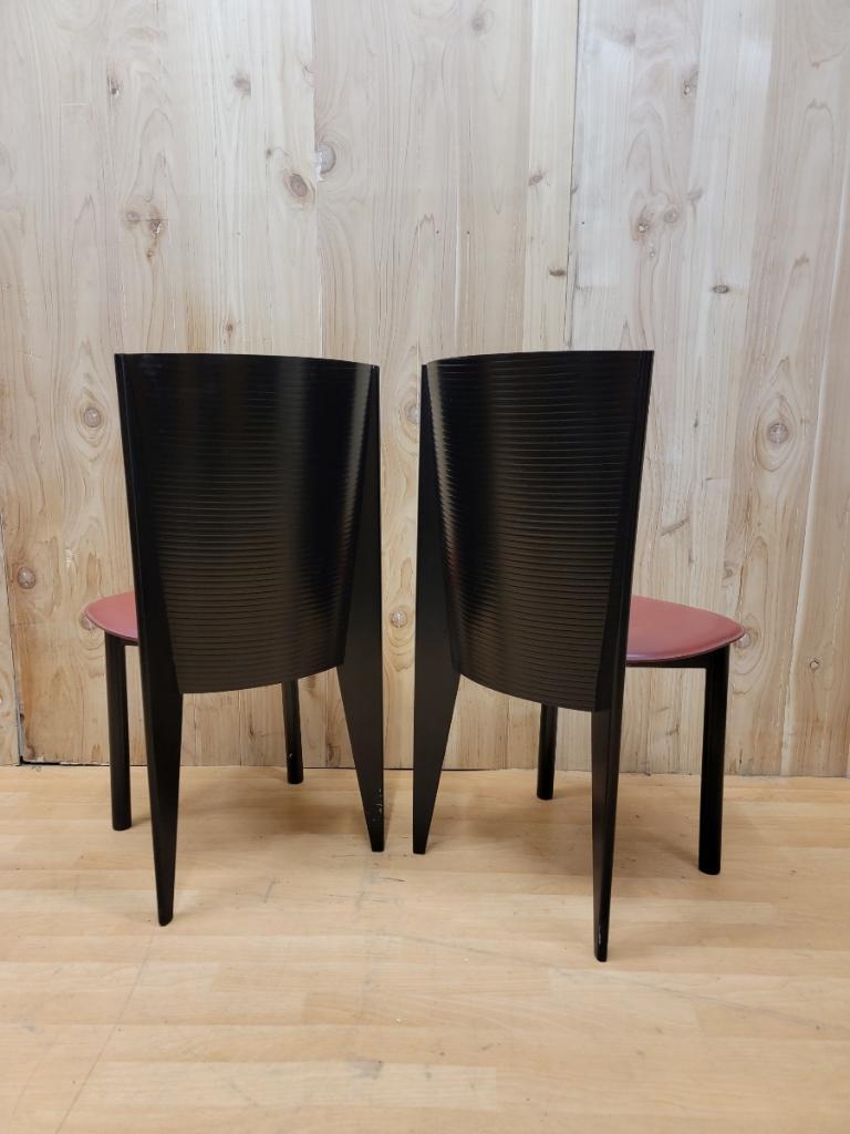 Mid-20th Century  Italian Ebonized Bentwood & Leather Dining Chairs by Calligaris, Set of 6 For Sale