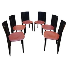  Italian Ebonized Bentwood & Leather Dining Chairs by Calligaris, Set of 6