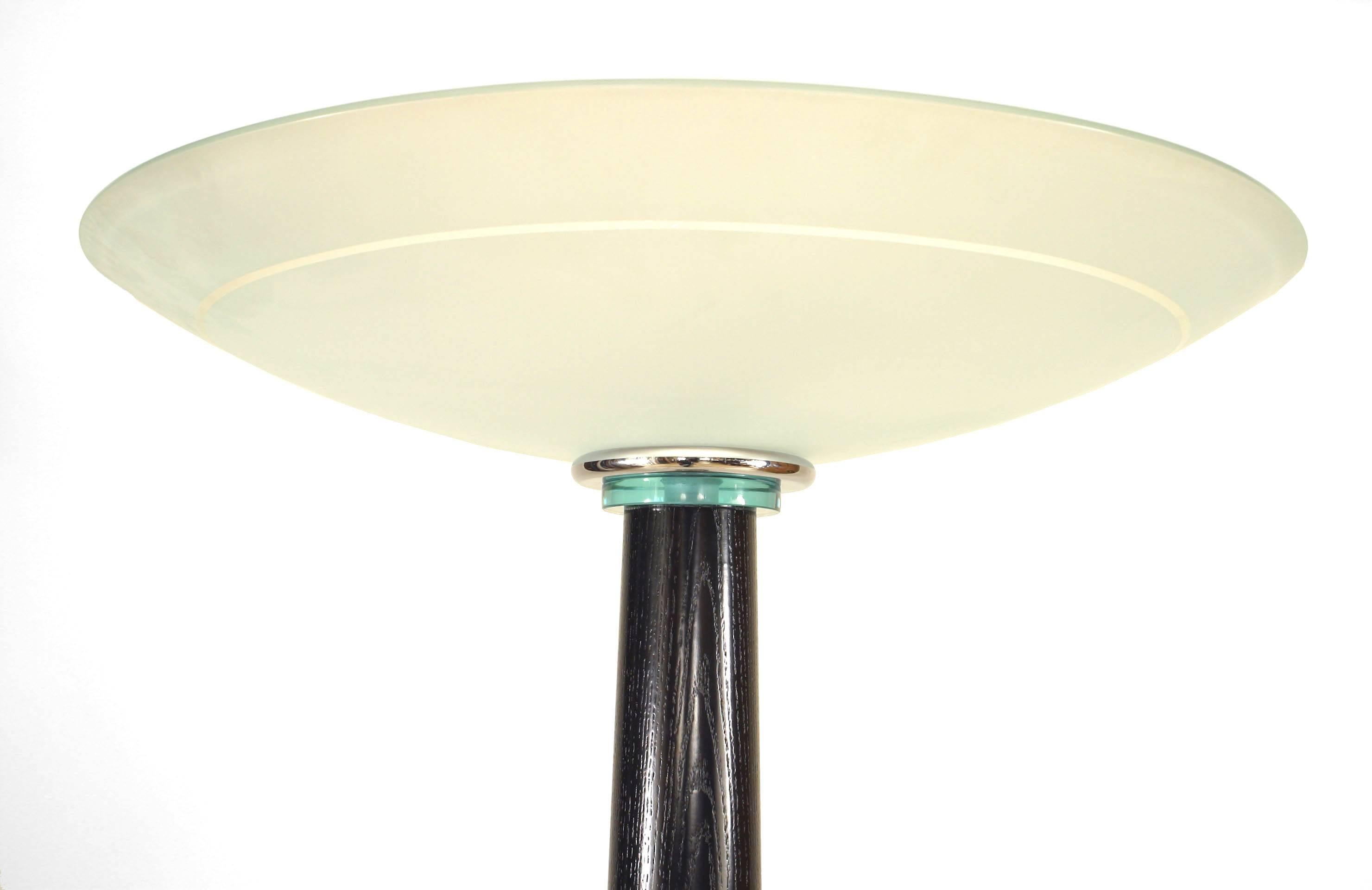 Mid-Century Modern Italian Ebonized Wood and Chrome Floor Lamps For Sale