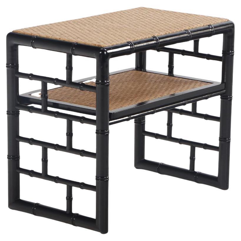 Italian ebonized faux bamboo cane bench or table C 1960.