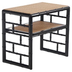 Italian ebonized faux bamboo cane bench or table C 1960.