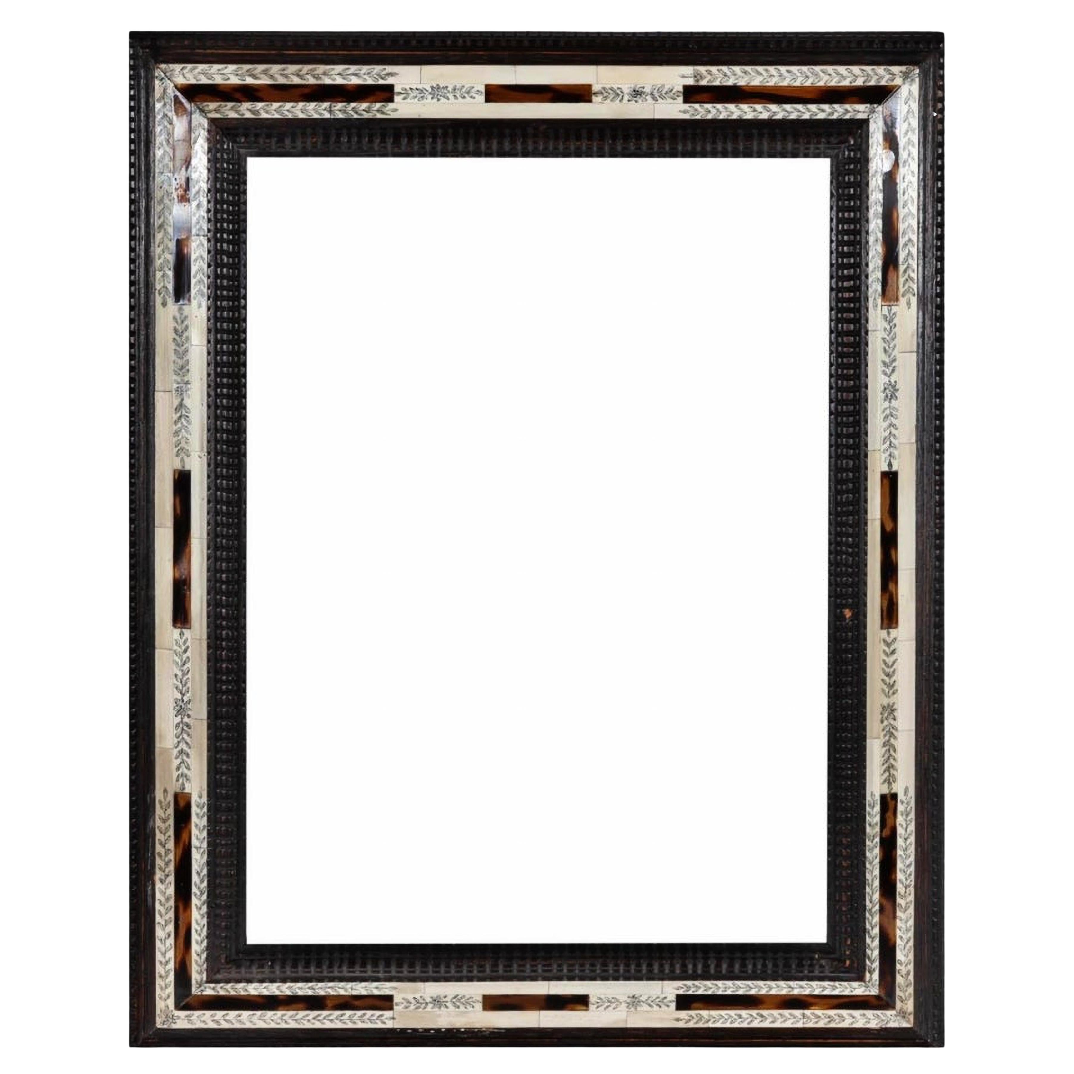 Italian Ebonized Frame, Tortoiseshell and Engraved Bone, 19th Century