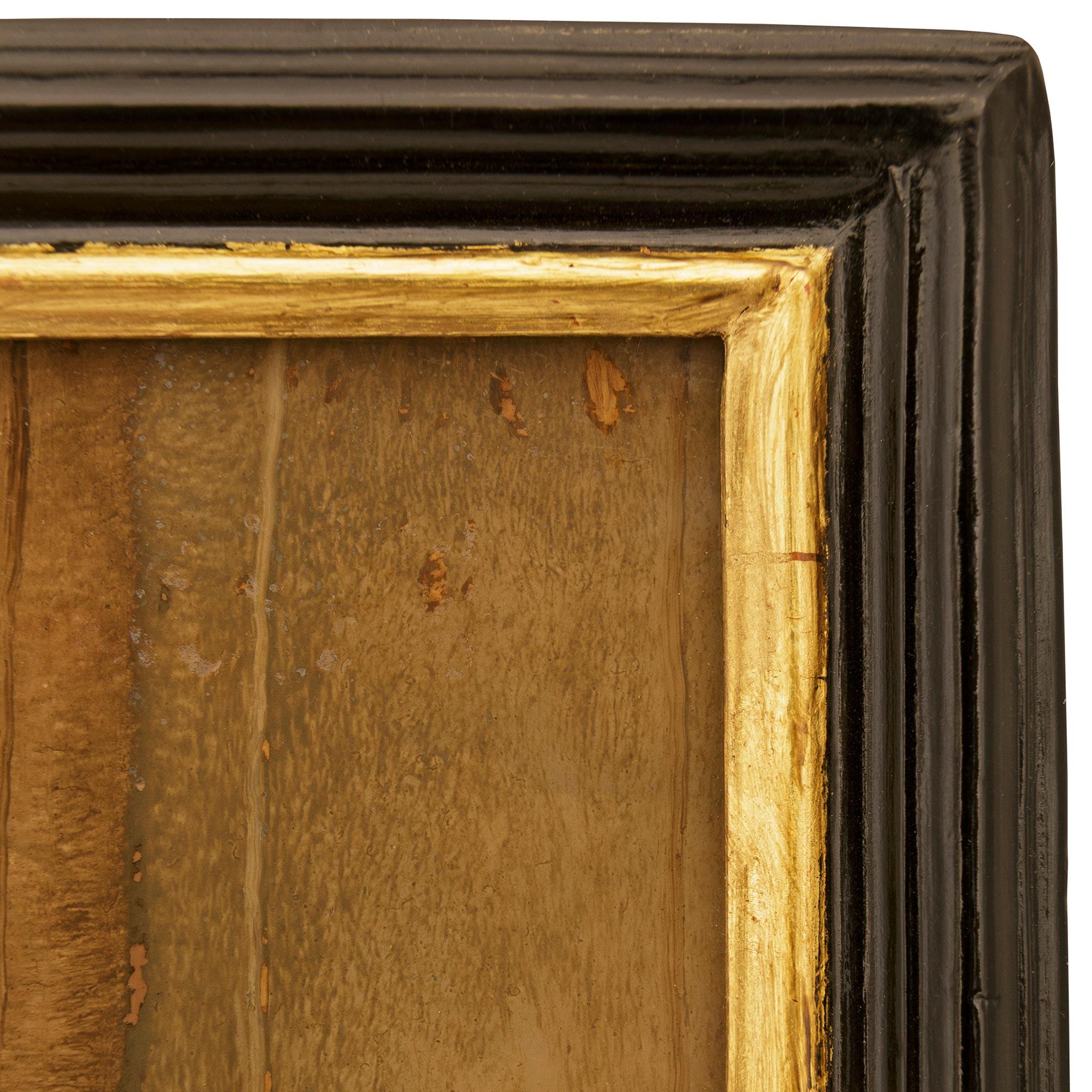 Italienisch ebonisiert Obstholz, Giltwood und Reserve auf Glas gemalt Malerei im Zustand „Gut“ im Angebot in West Palm Beach, FL