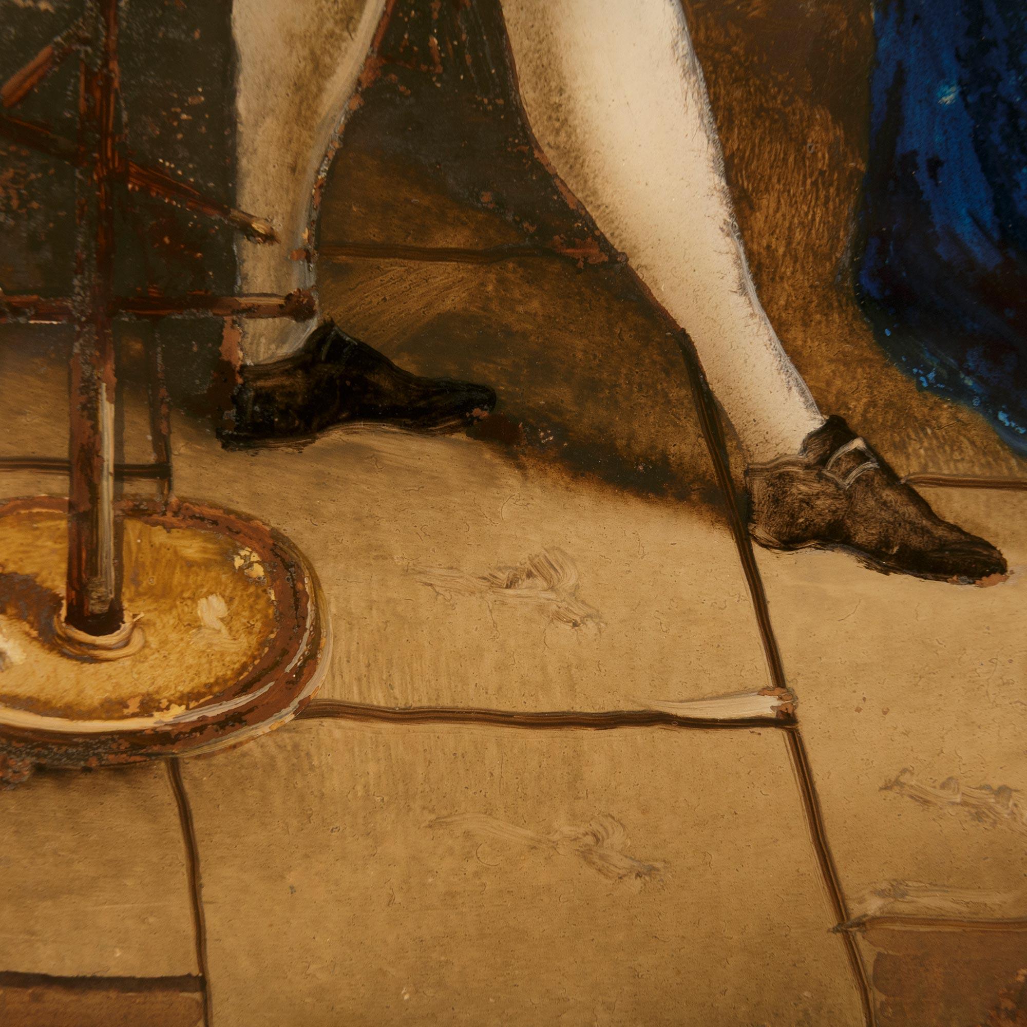 Italienisch ebonisiert Obstholz, Giltwood und Reserve auf Glas gemalt Malerei im Angebot 2