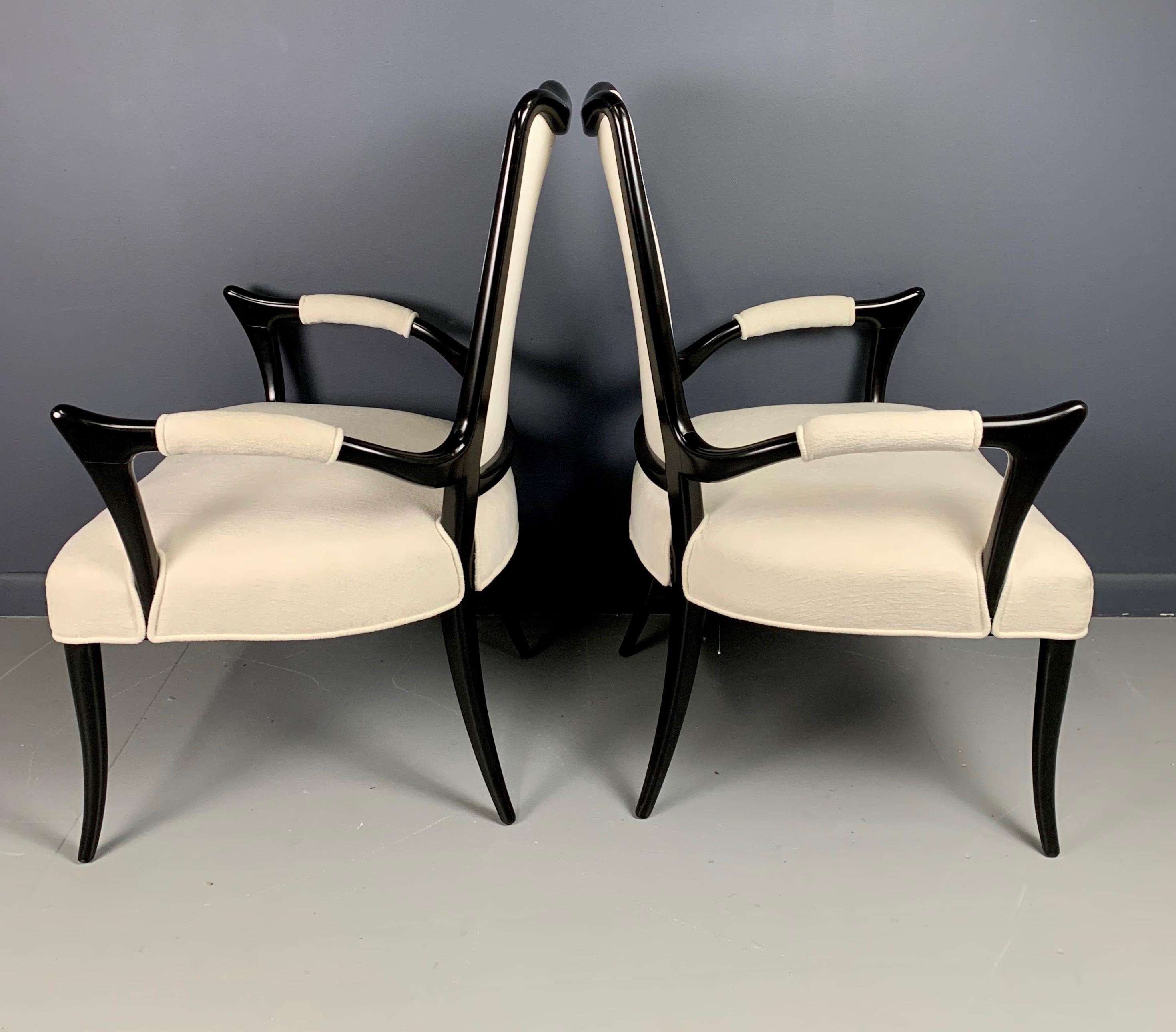 Italian Ebonized Sculptural Pair of Armchairs in the Style of Osvaldo Borsani 2