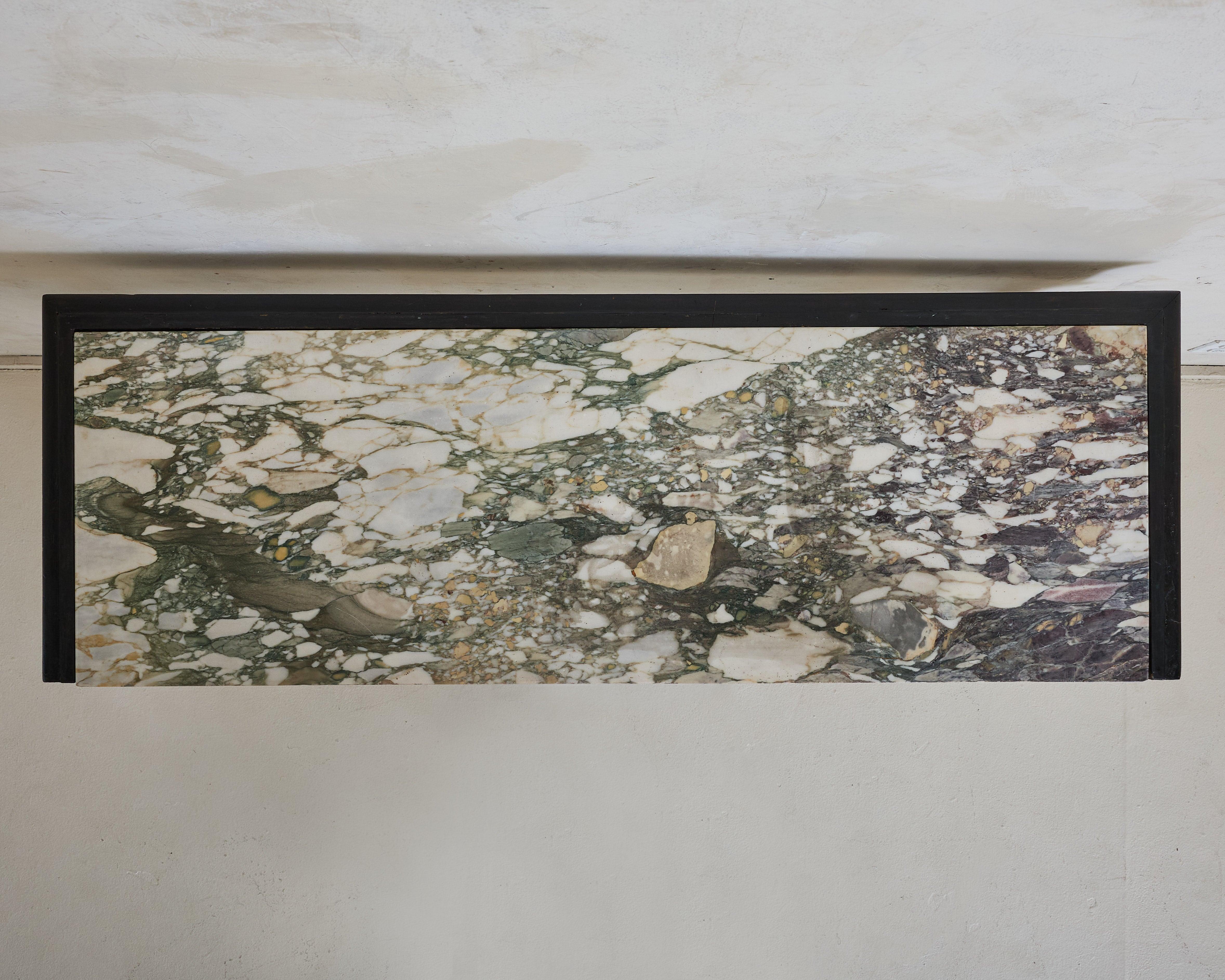 Neoclassical Italian Ebonized Wood + Marble Console Table, 18th Century For Sale