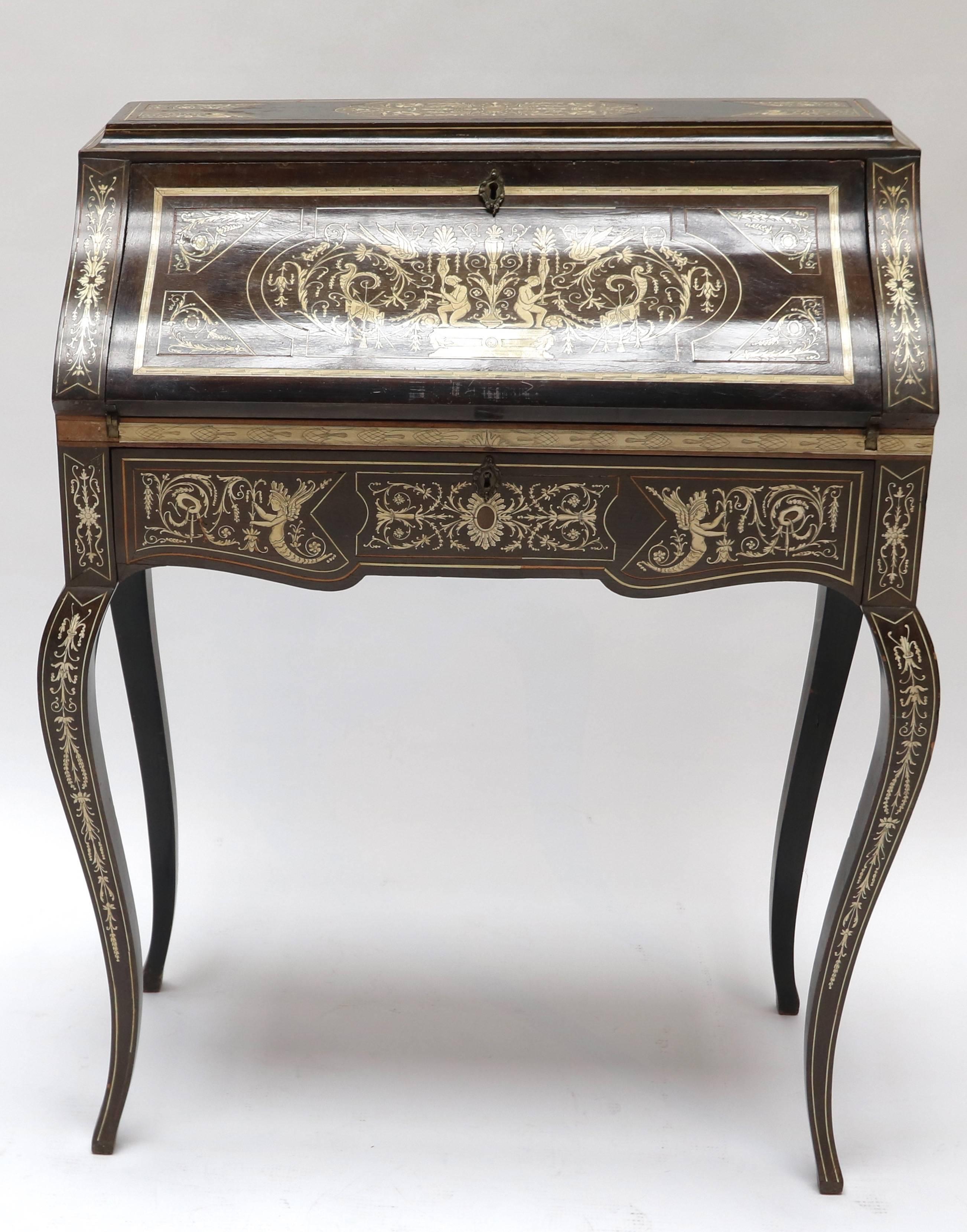 bone inlay writing desk