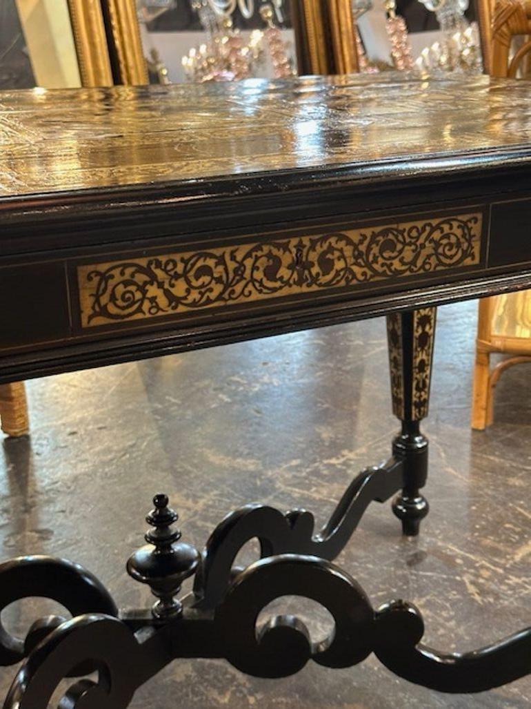 Italian Ebony and Ivory Inlaid Center Table For Sale 3