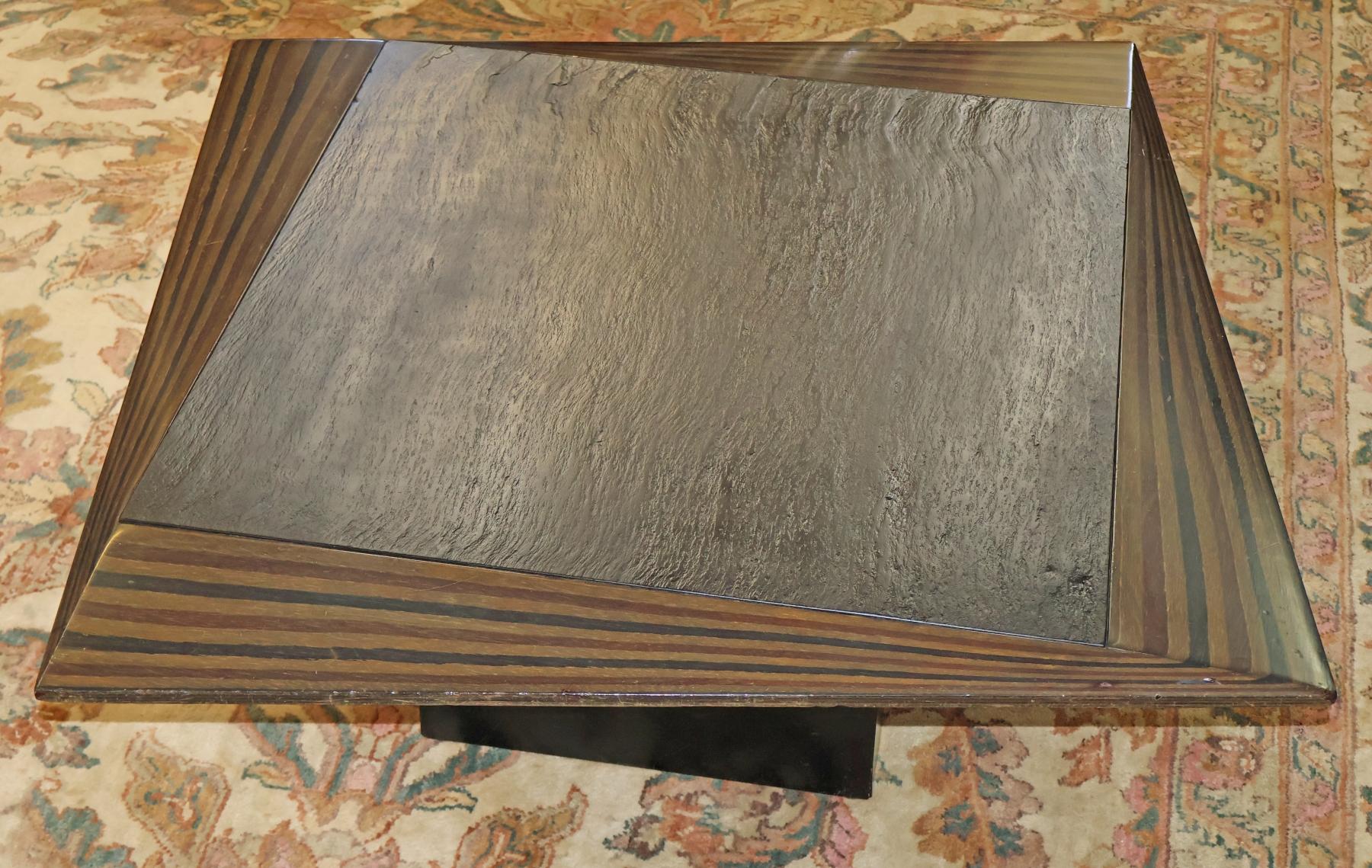 Italian Ebony and Slate Mid Century Coffee Table Attributed to Tobia Scarpa For Sale 3