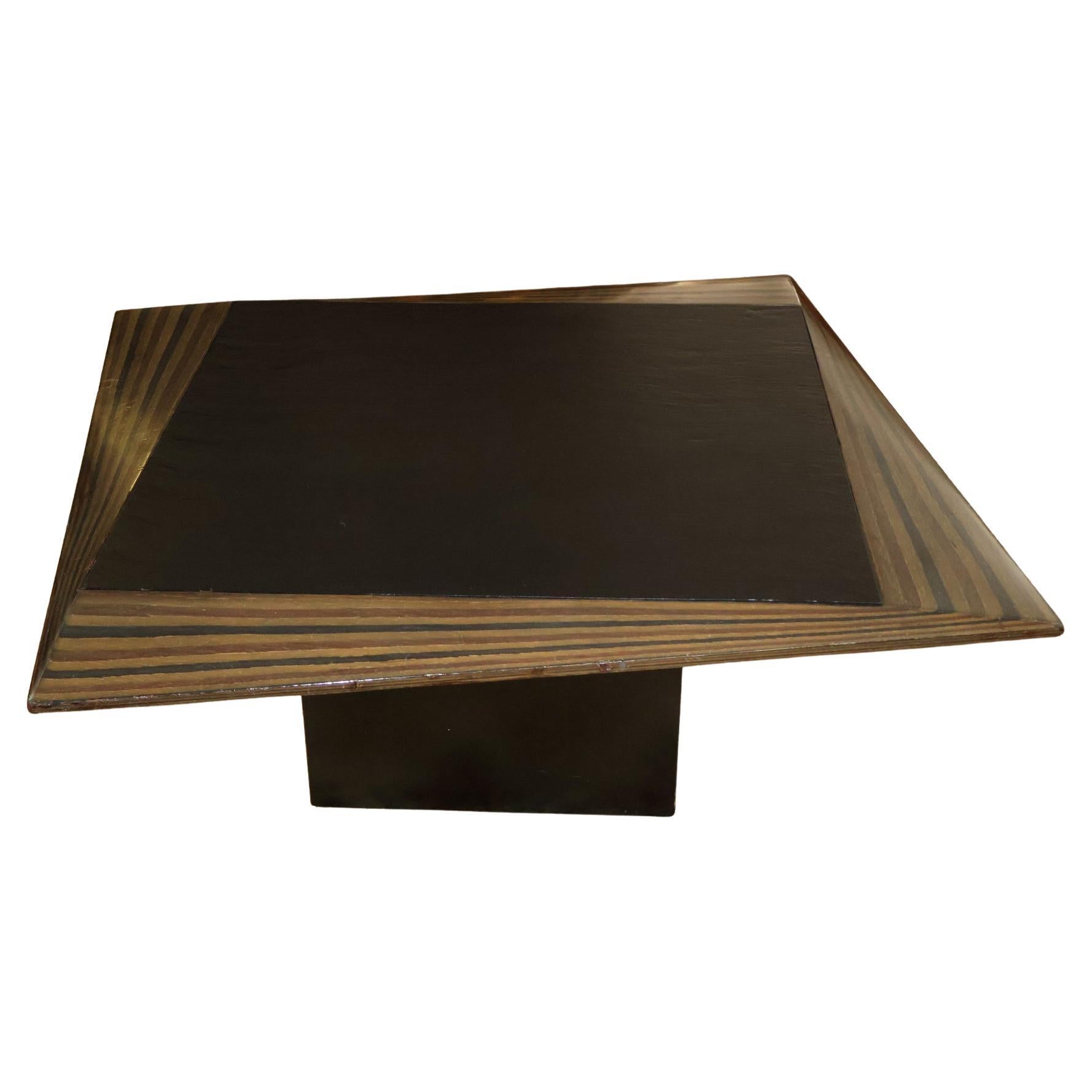 Italian Ebony and Slate Mid Century Coffee Table Attributed to Tobia Scarpa