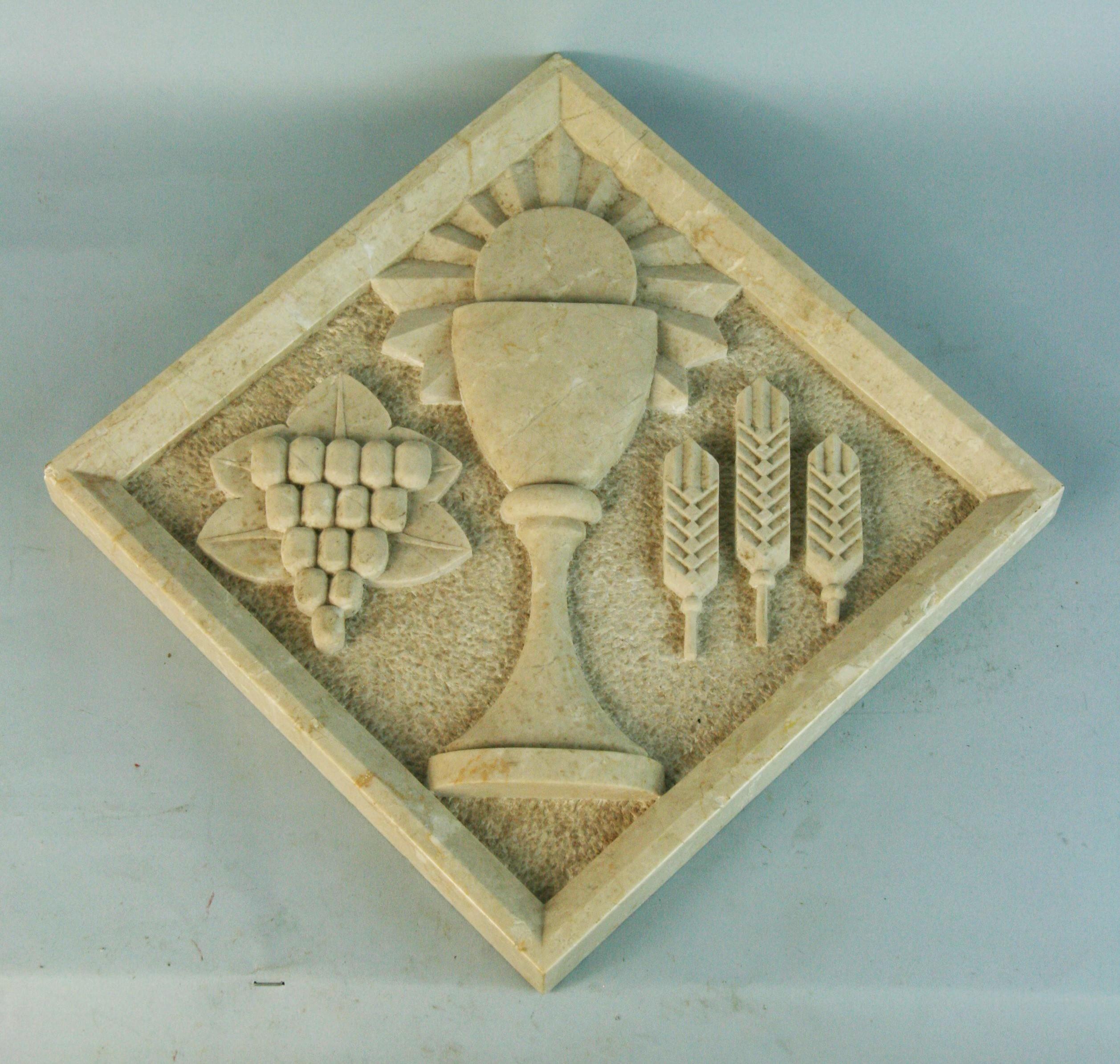 1366 Fragment de marbre ecclésiastique sculpté à la main.