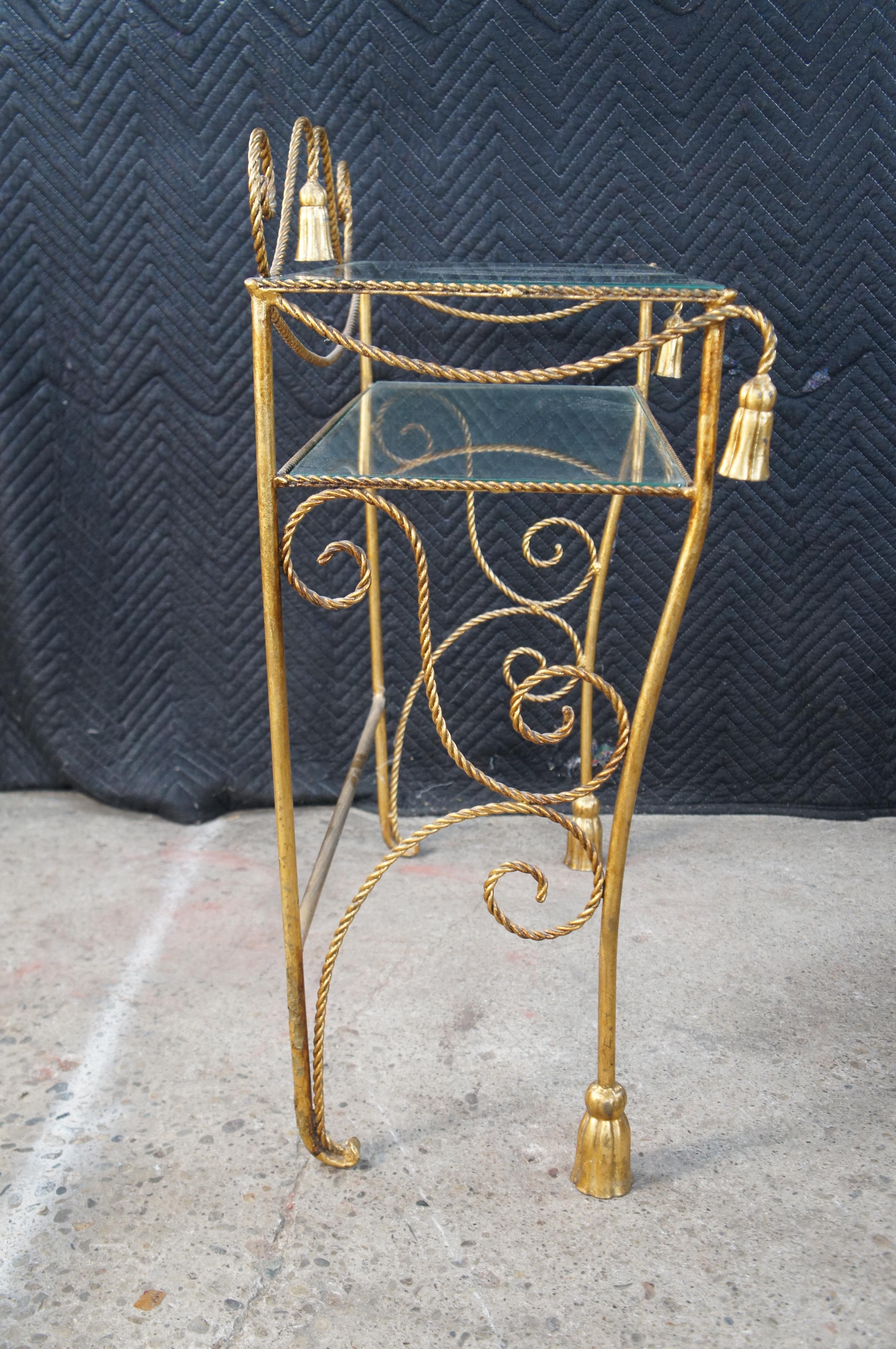 Italian Edward P Paul Hollywood Regency Rope Tassel Vanity Table Stool Mirror For Sale 5