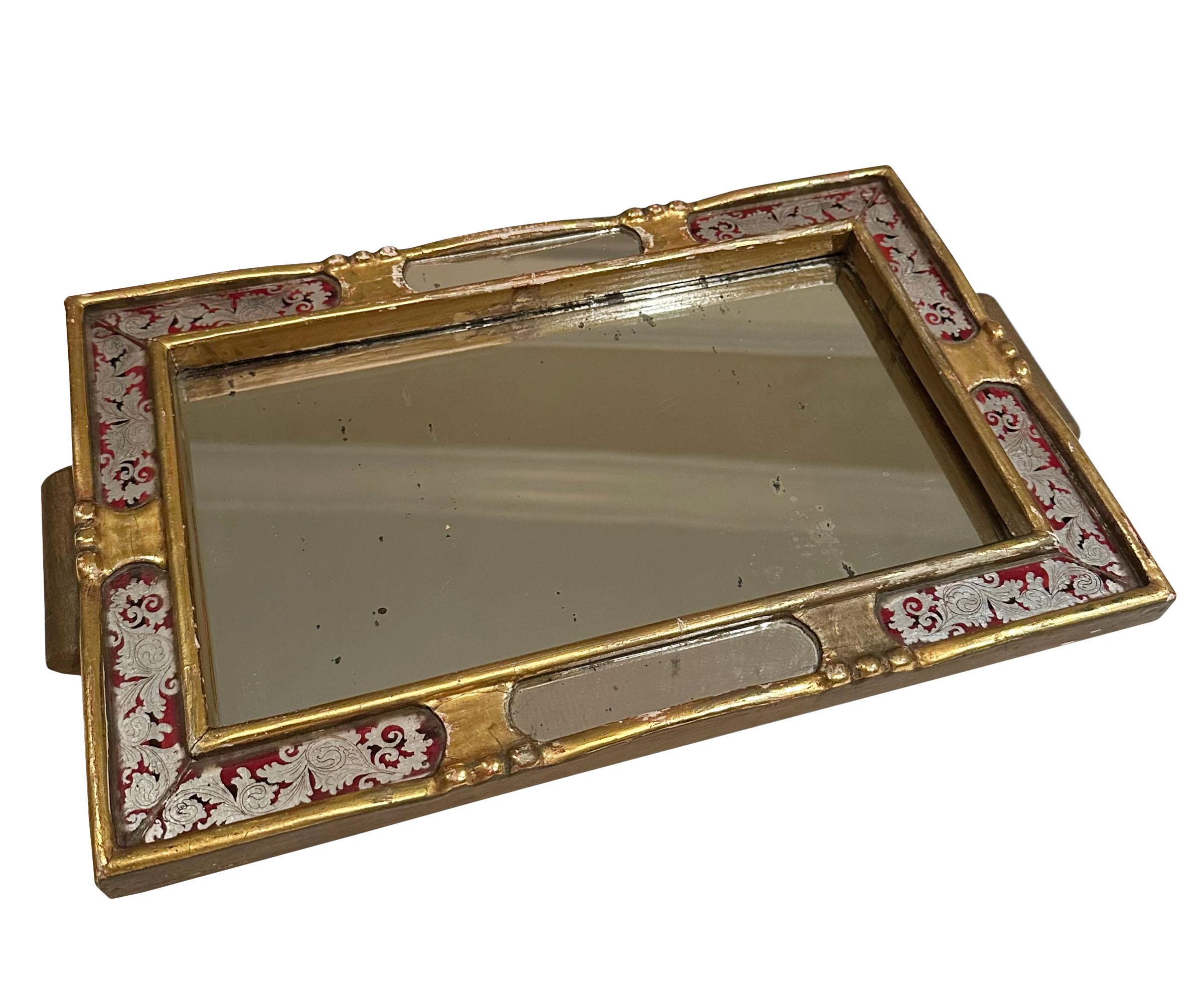 Early 20th Century Italian Eglomise Gold and Gilt Tray For Sale