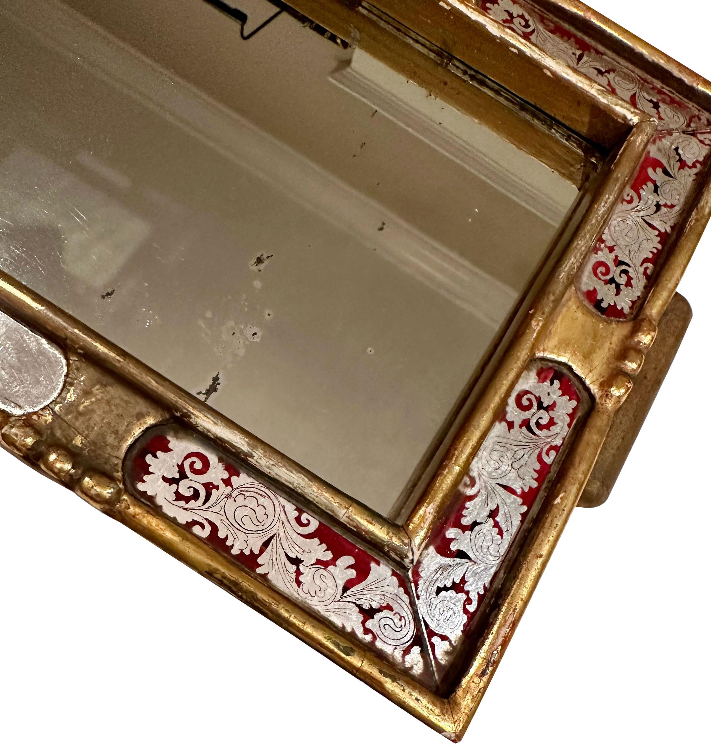 Mirror Italian Eglomise Gold and Gilt Tray For Sale