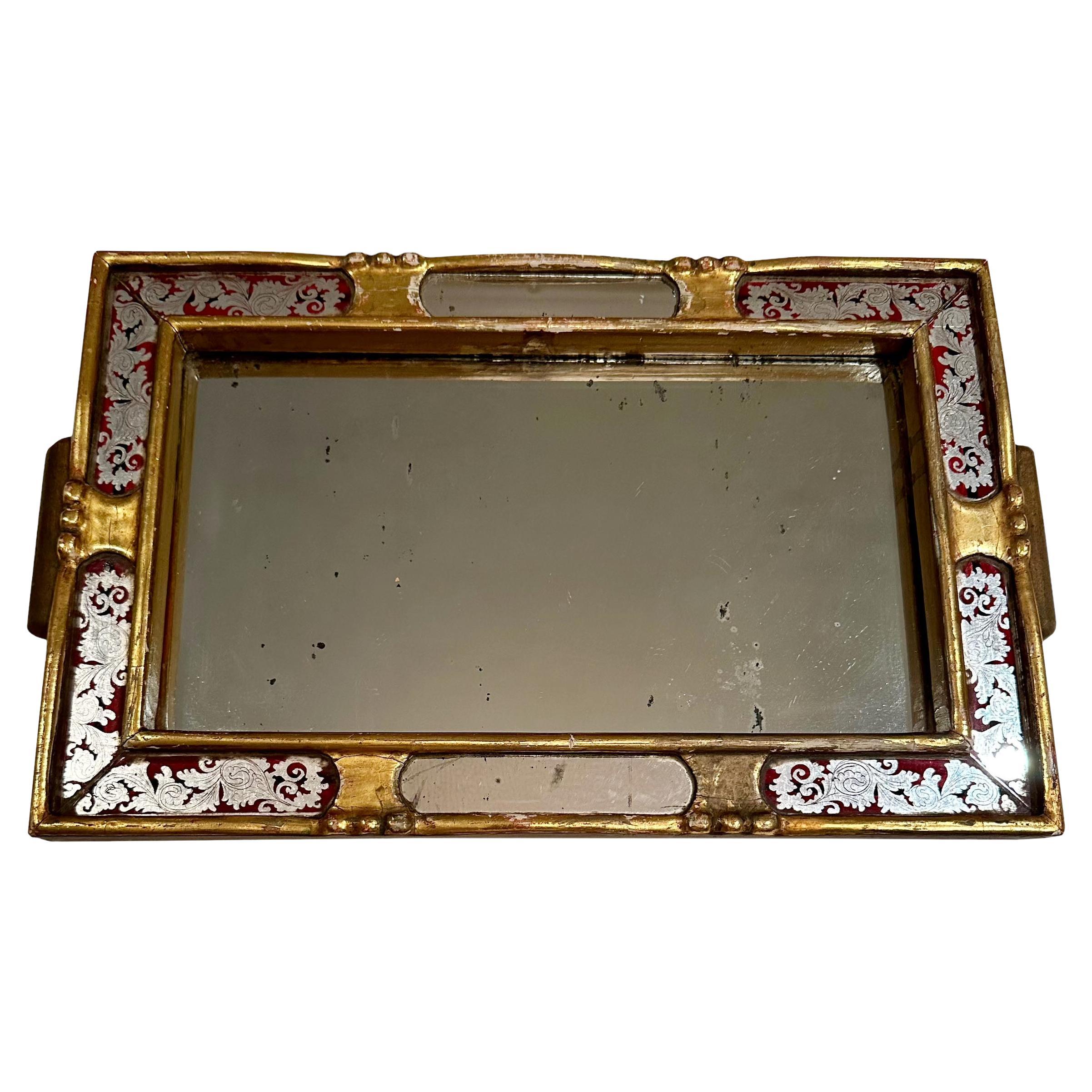 Italian Eglomise Gold and Gilt Tray For Sale