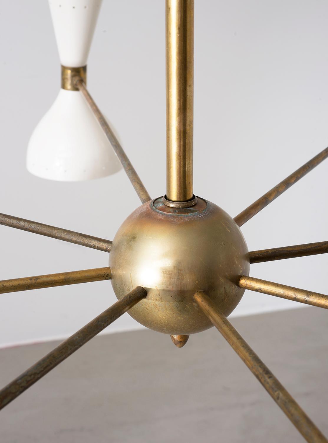 Italian Stilnovo Eight-Arm Diabolo Chandelier, Italy, 1950s For Sale