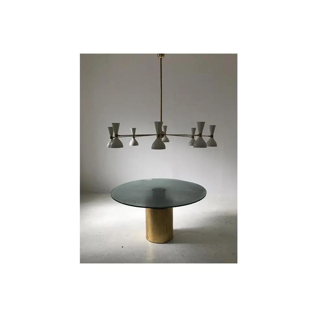 Italian Eight Arms Mid Century Style Brass Chandelier Made in Italy For Sale 3