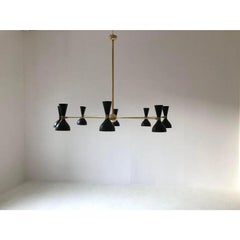 Italian Eight Arms Mid Century Style Brass Chandelier Made in Italy