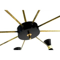 Italian Eight Arms Mid-Century Style Brass Chandelier Made in Italy