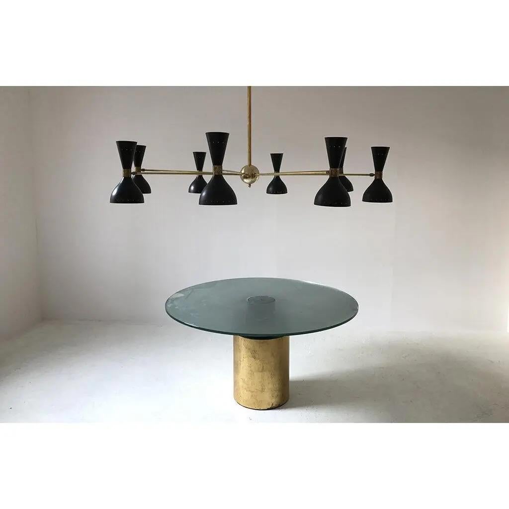 Contemporary Italian Eight Arms Mid Century Style Brass Chandelier Made in Italy For Sale