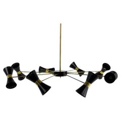 Italian Eight Arms Mid-Century Style Brass Chandelier Made in Italy