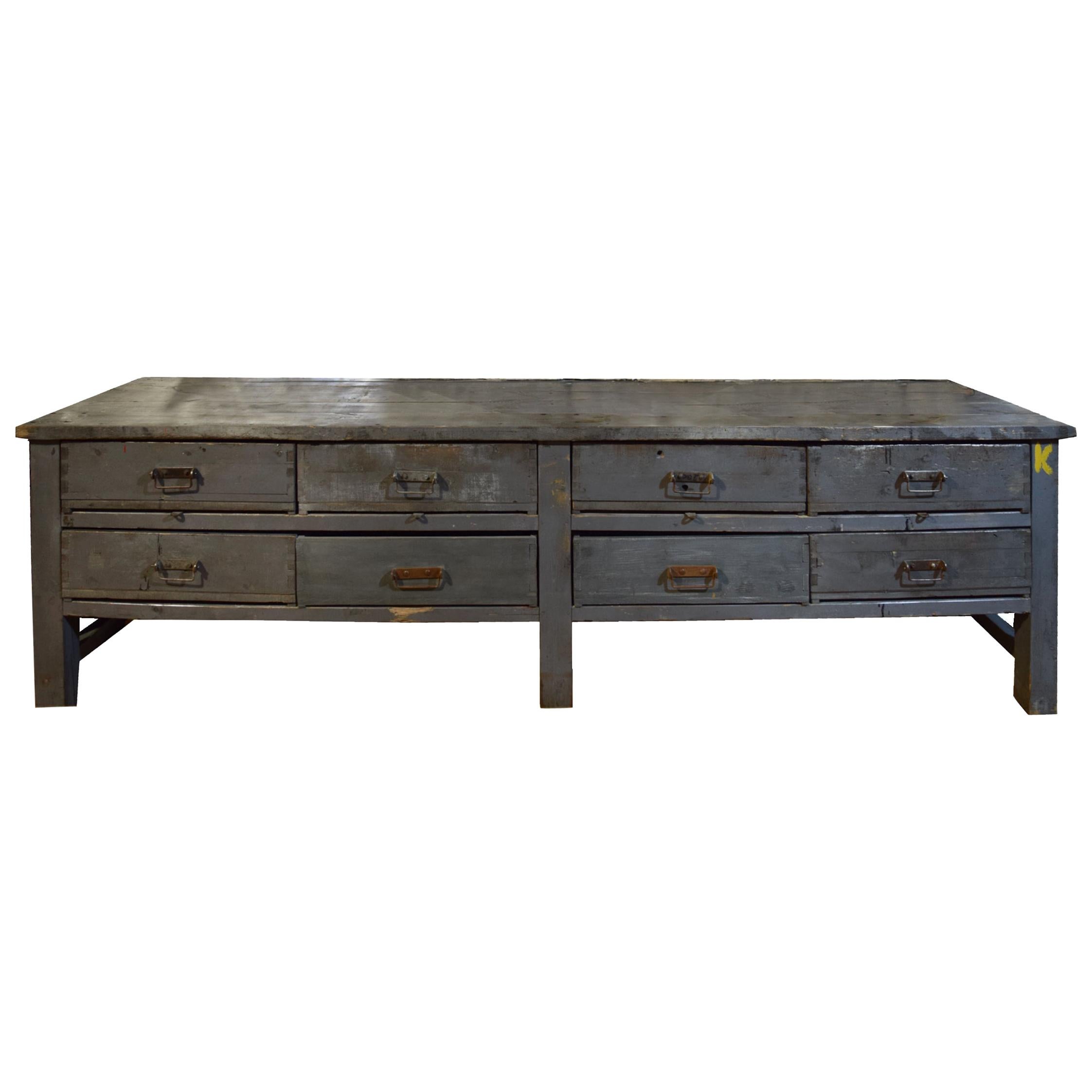 Italian Eight-Drawer Wood Console For Sale