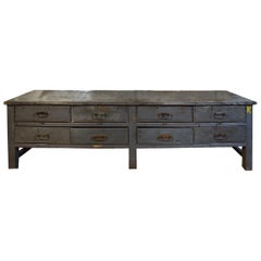 Antique Italian Eight-Drawer Wood Console