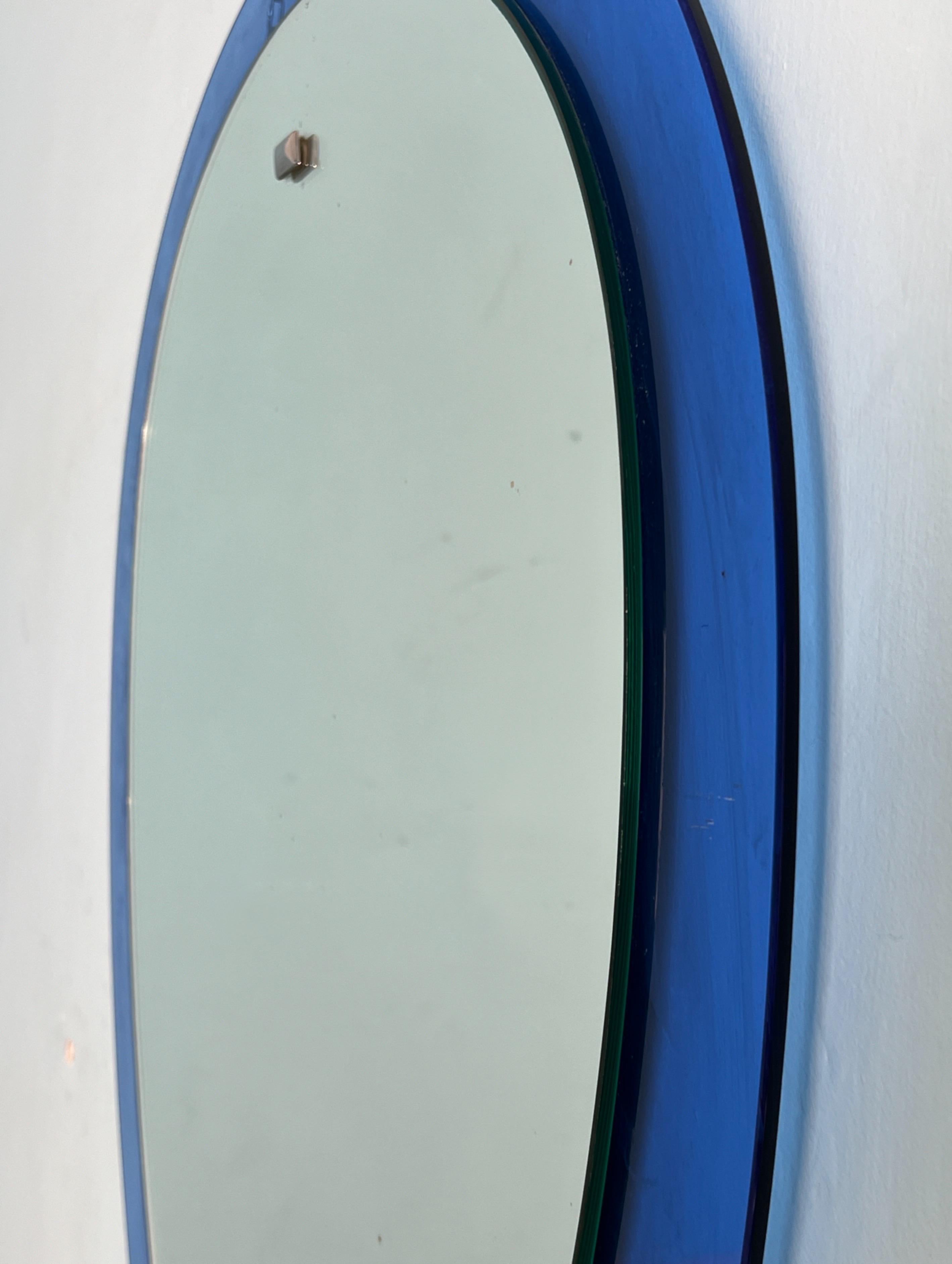 Italienischer elektrischer blauer elektrischer Tropfenspiegel von Cristal Arte, 1960 im Angebot 1