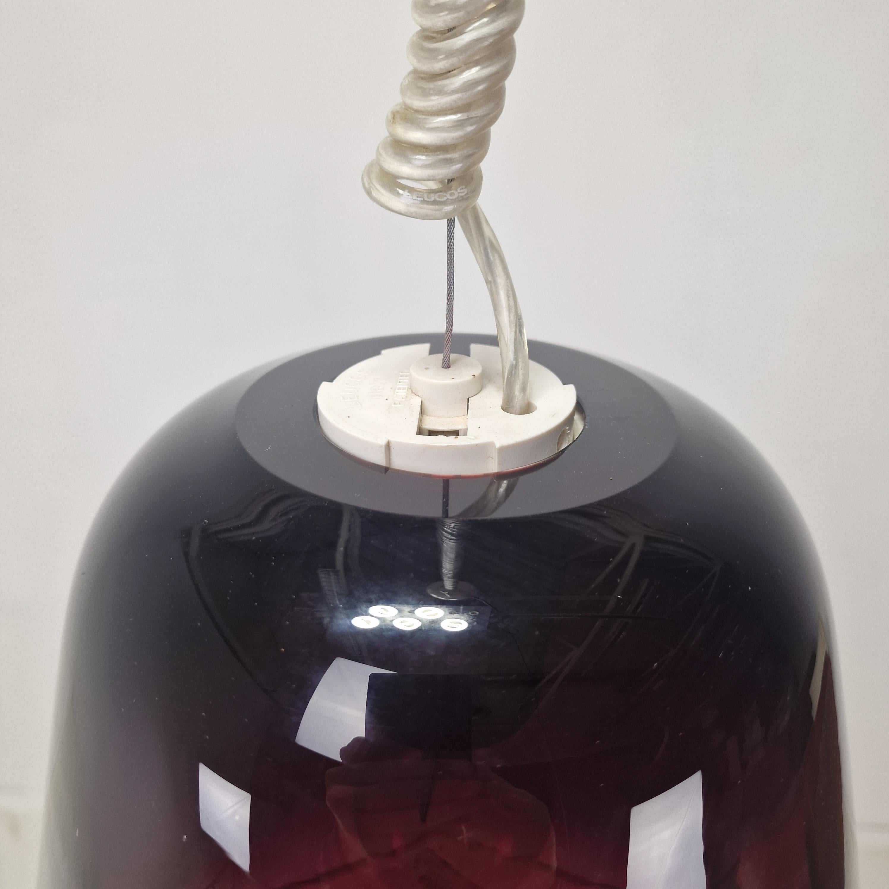 Italian Elegance - Lampada a sospensione Leucos con vetro di Murano viola trasparente in vendita 4