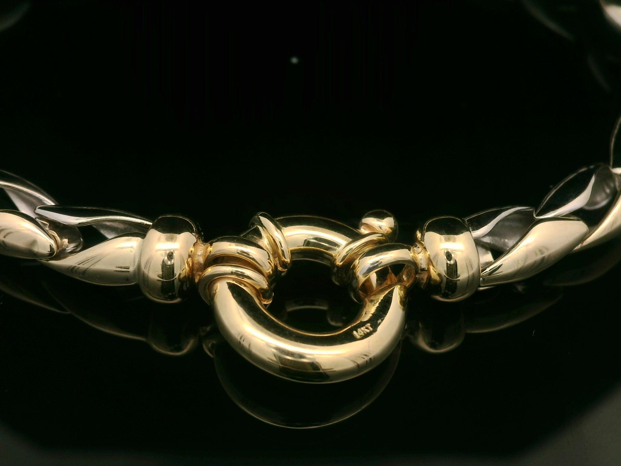 Bracciale elegante italiano in oro giallo bianco 14k con finitura lucida A Link In condizioni ottime in vendita a Montclair, NJ