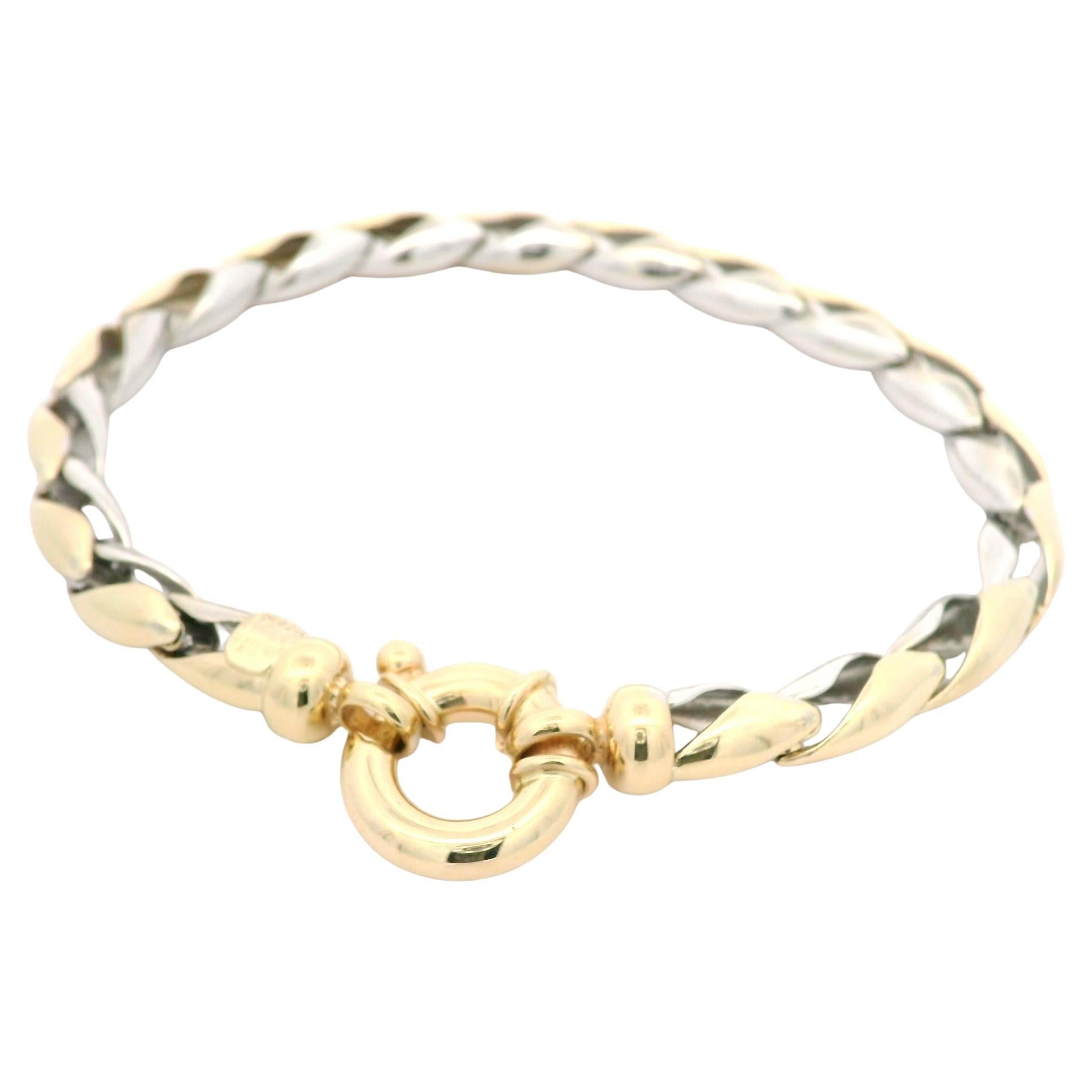 Italian Elegant 14k White Yellow Gold Polished Finish Elegant Link Bracelet