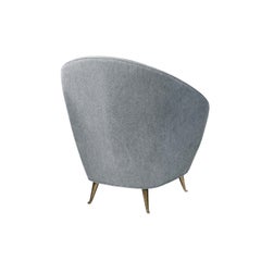 Italian Elegant Lounge Chair with Brass Legs, 1950s