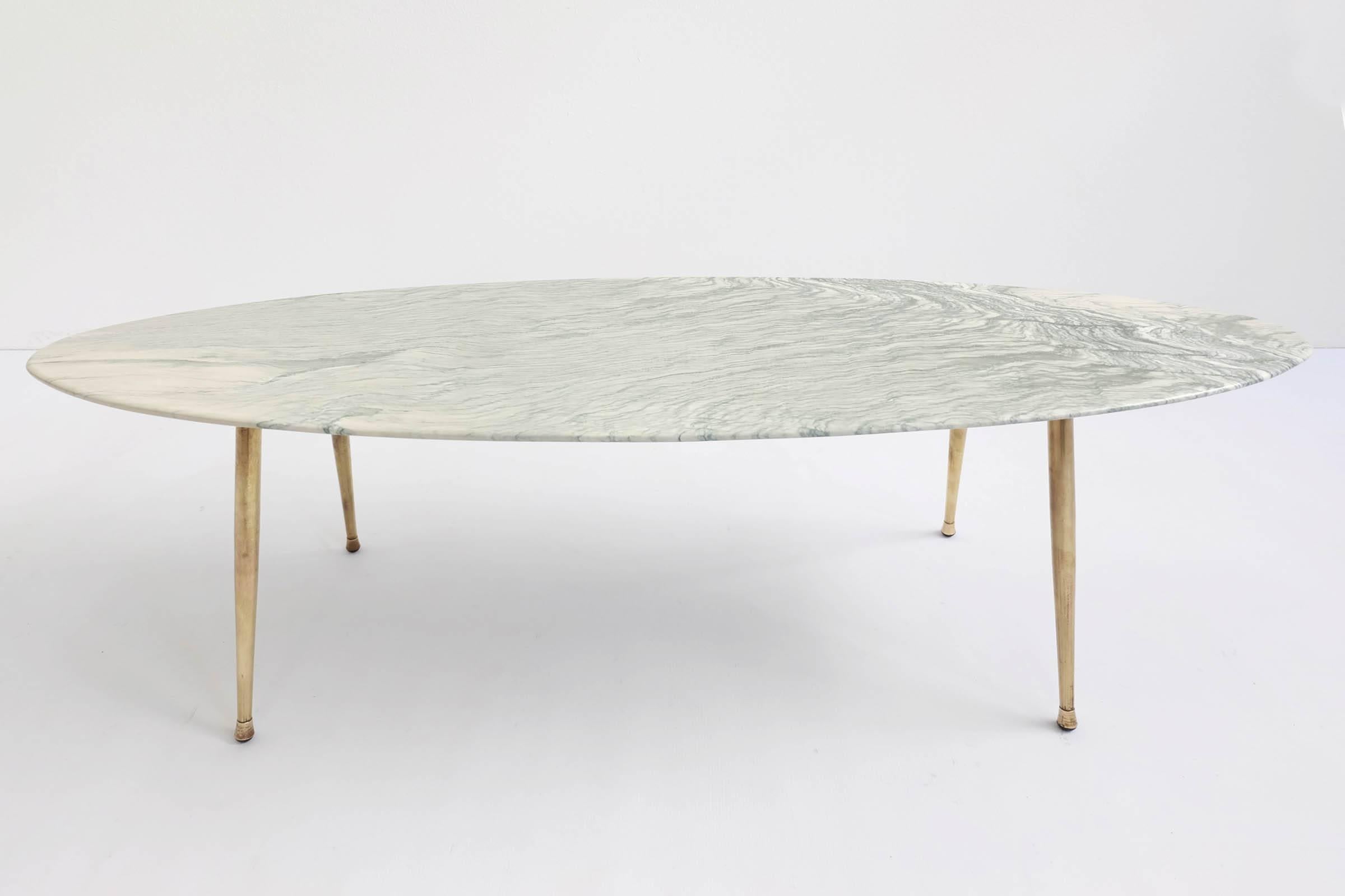 Mid-Century Modern Italian Elegant Oval Coffee Table with 